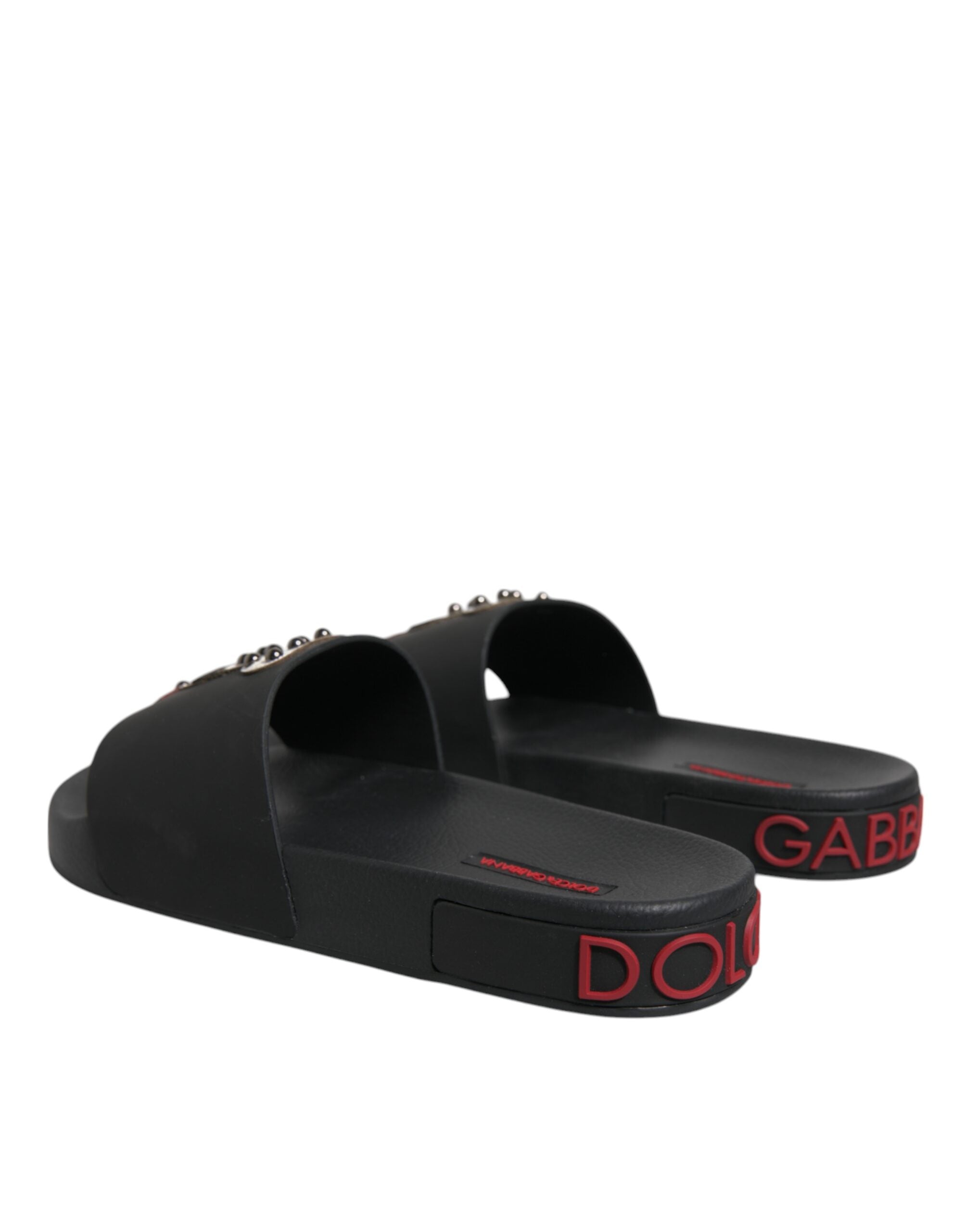 Black Leather Slides Sandals Beachwear Shoes - ventzia