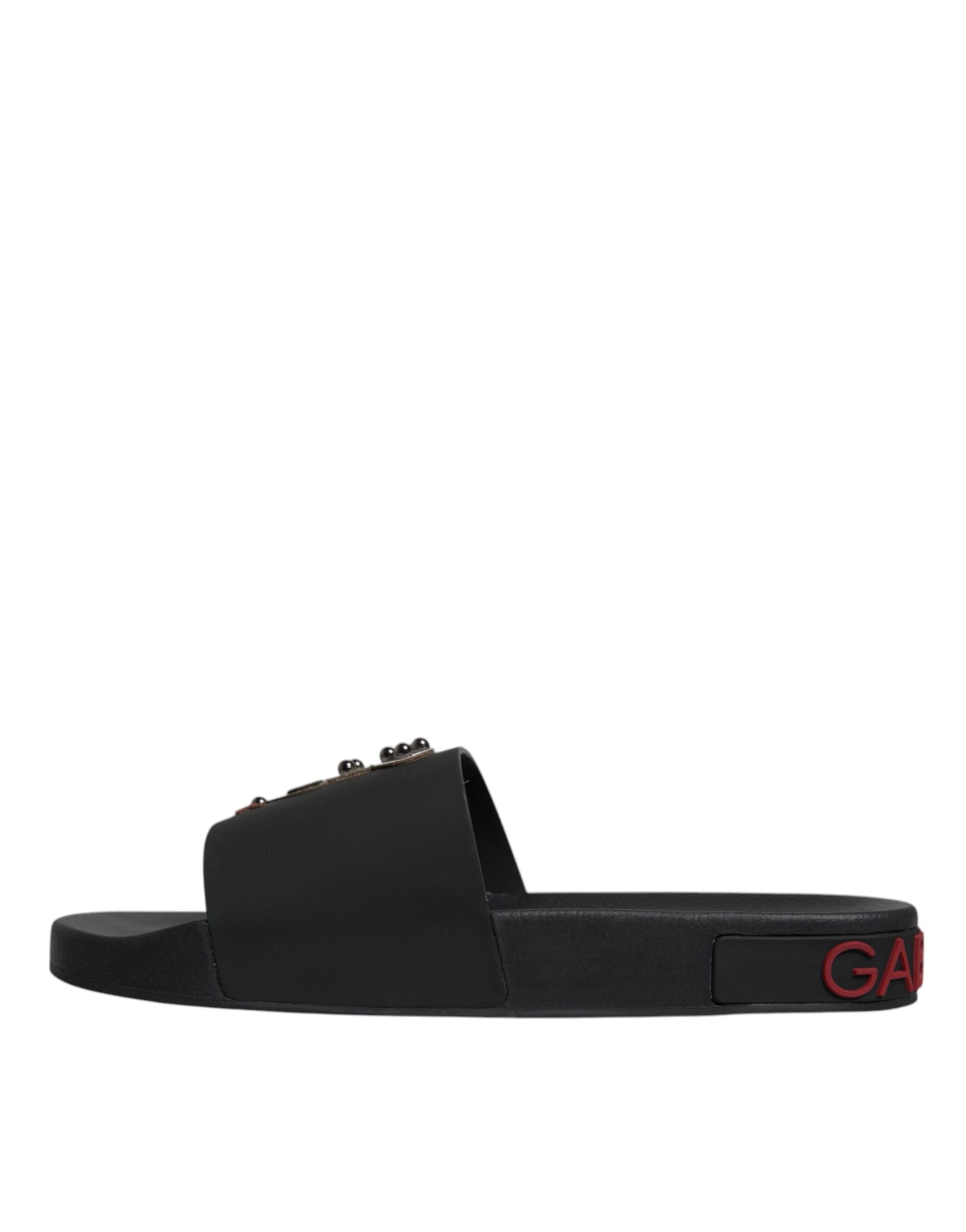 Black Leather Slides Sandals Beachwear Shoes - ventzia