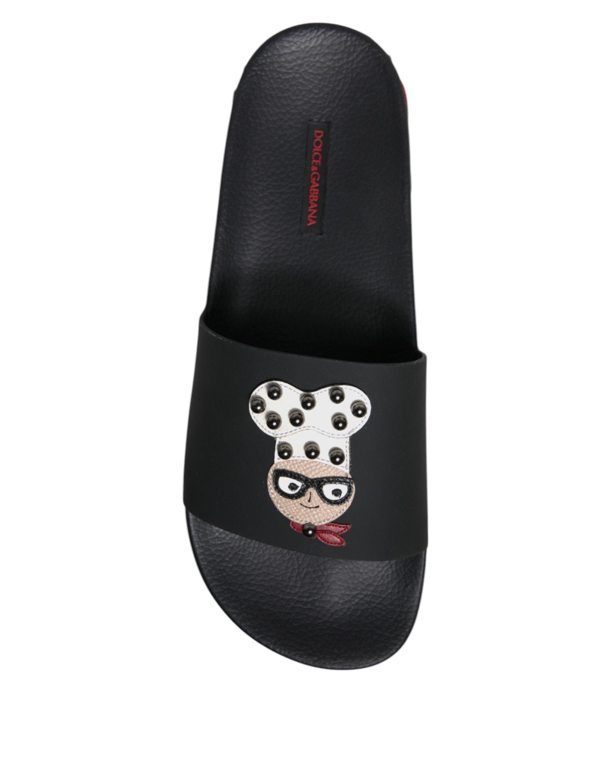 Black Leather Slides Sandals Beachwear Shoes - ventzia