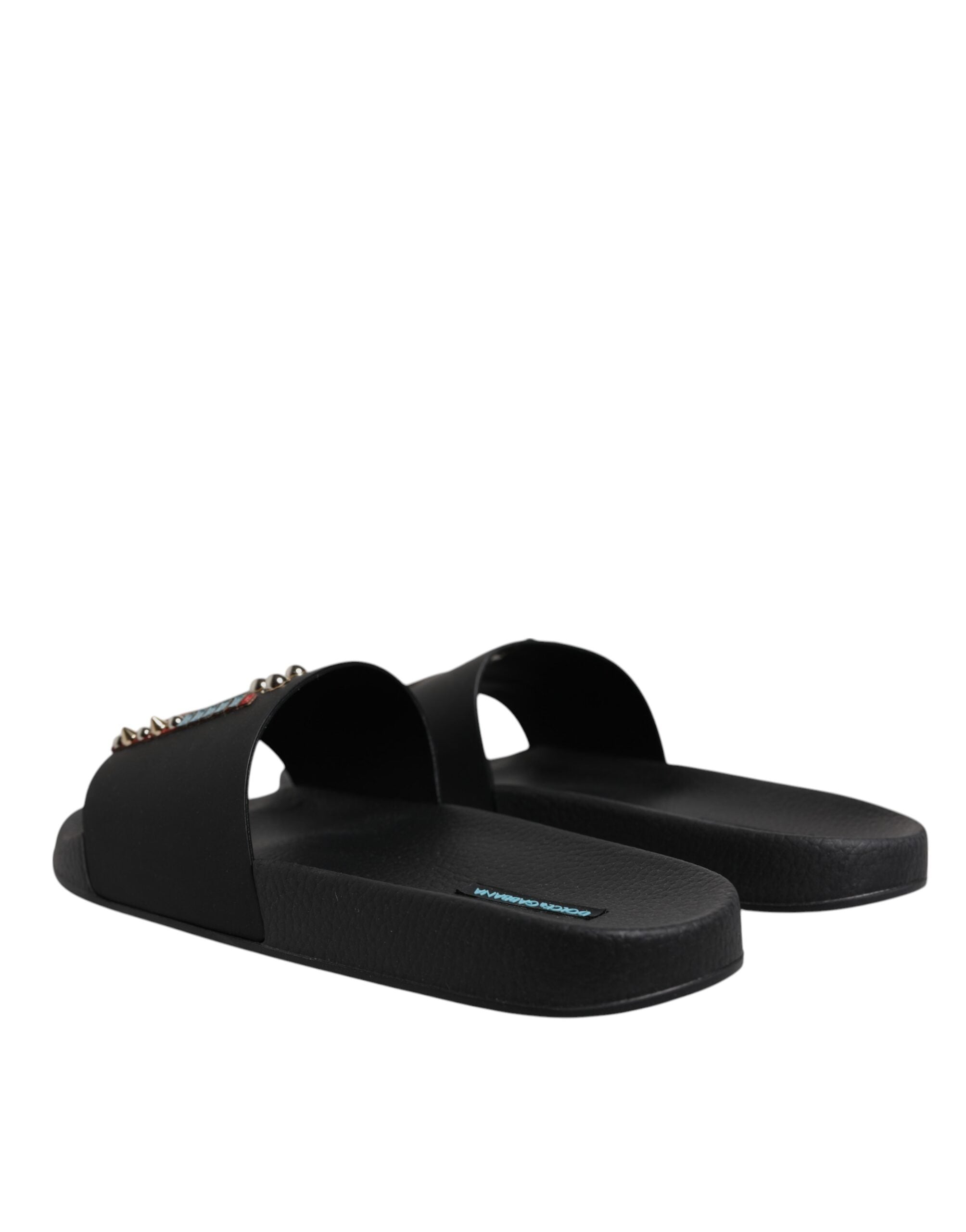 Black Divers Leather Flats Slides Sandals Beachwear Shoes - ventzia