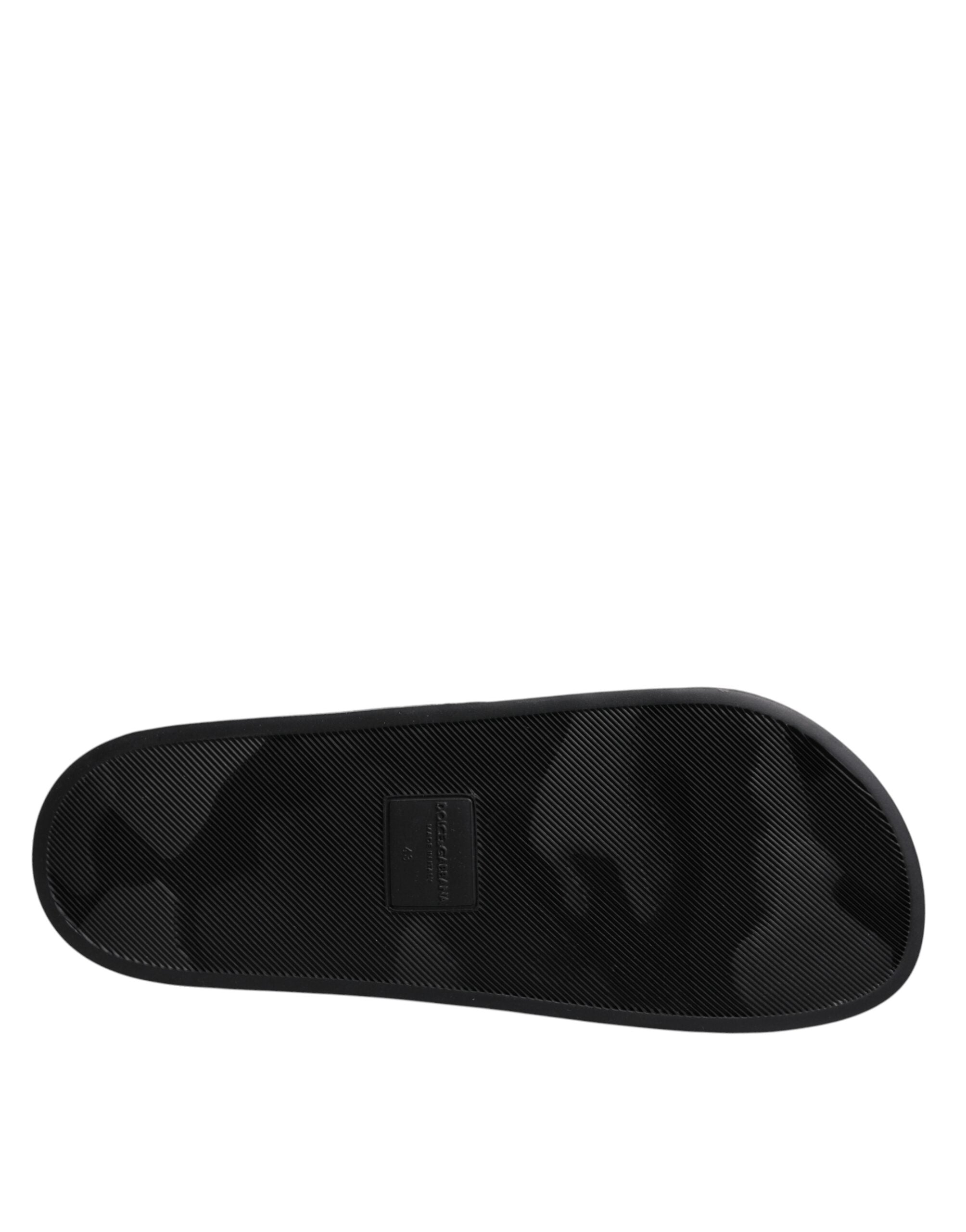 Black Divers Leather Flats Slides Sandals Beachwear Shoes - ventzia