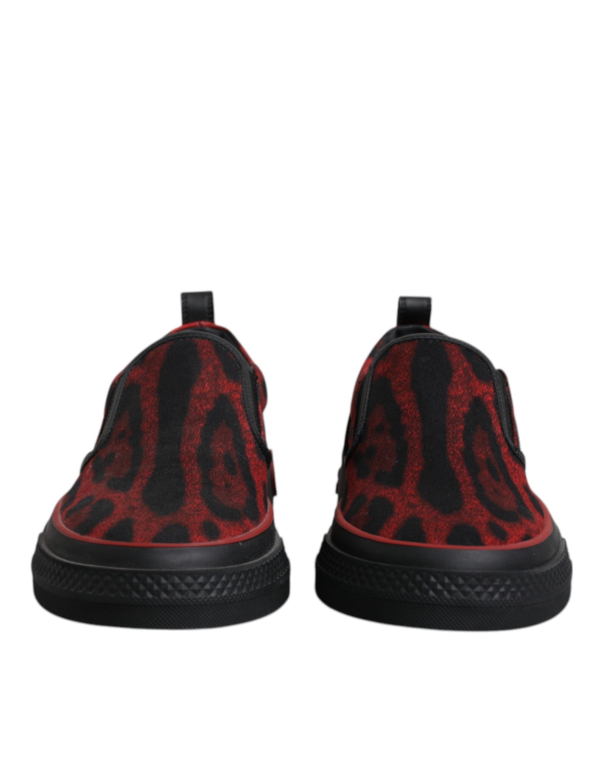 Red Black Leopard Cotton Men Low Top Sneakers Shoes - ventzia