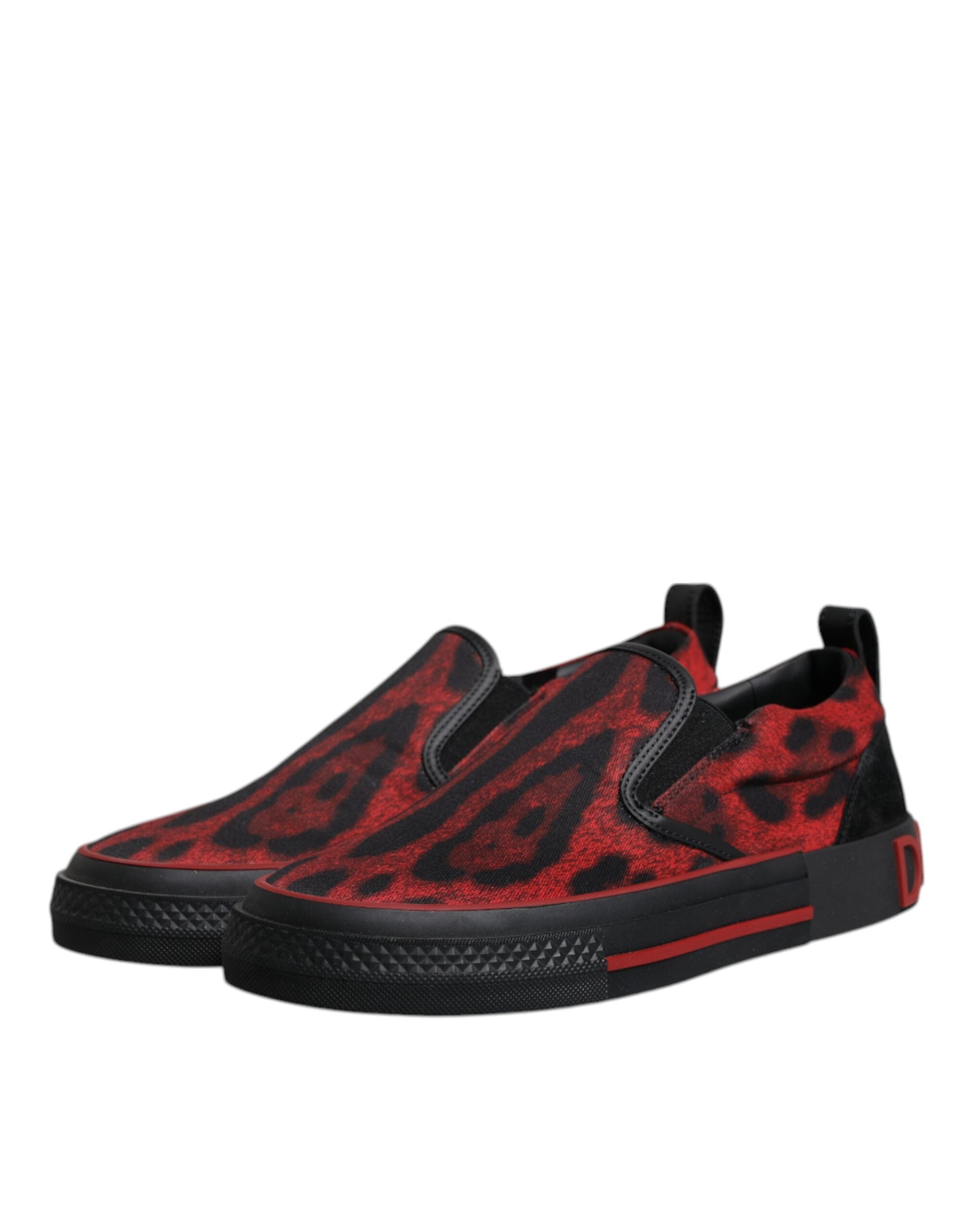 Red Black Leopard Cotton Men Low Top Sneakers Shoes - ventzia