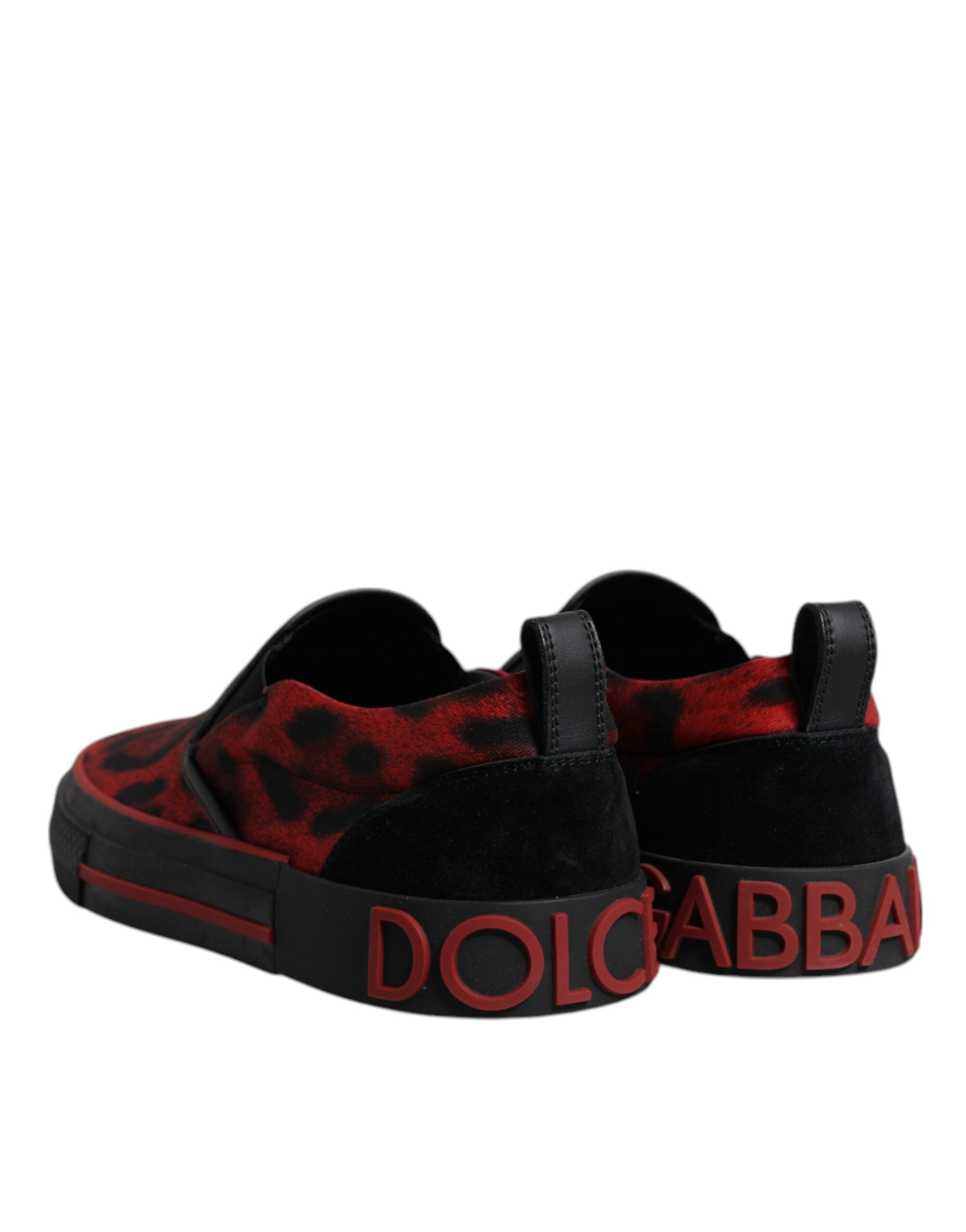 Red Black Leopard Cotton Men Low Top Sneakers Shoes - ventzia