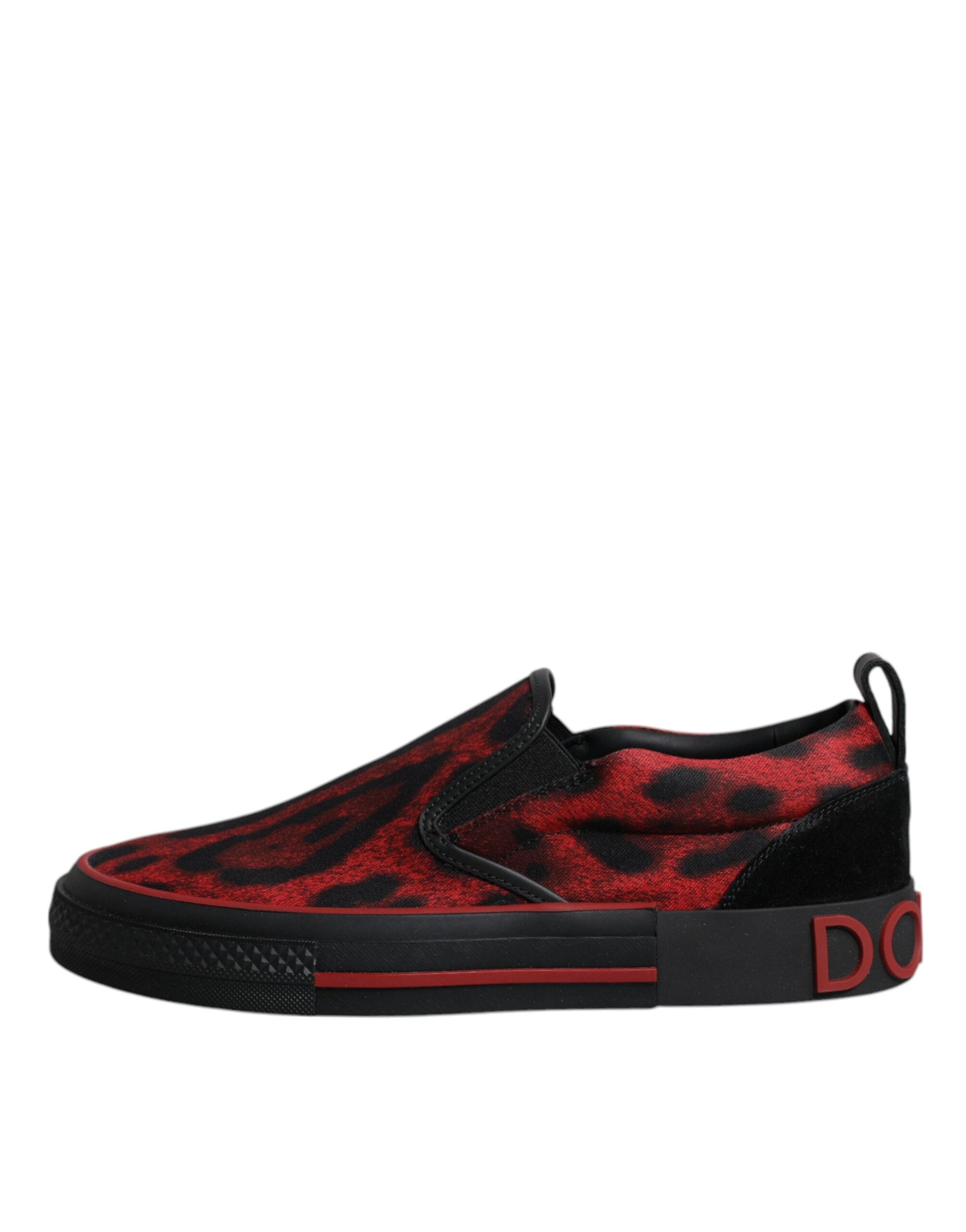 Red Black Leopard Cotton Men Low Top Sneakers Shoes - ventzia