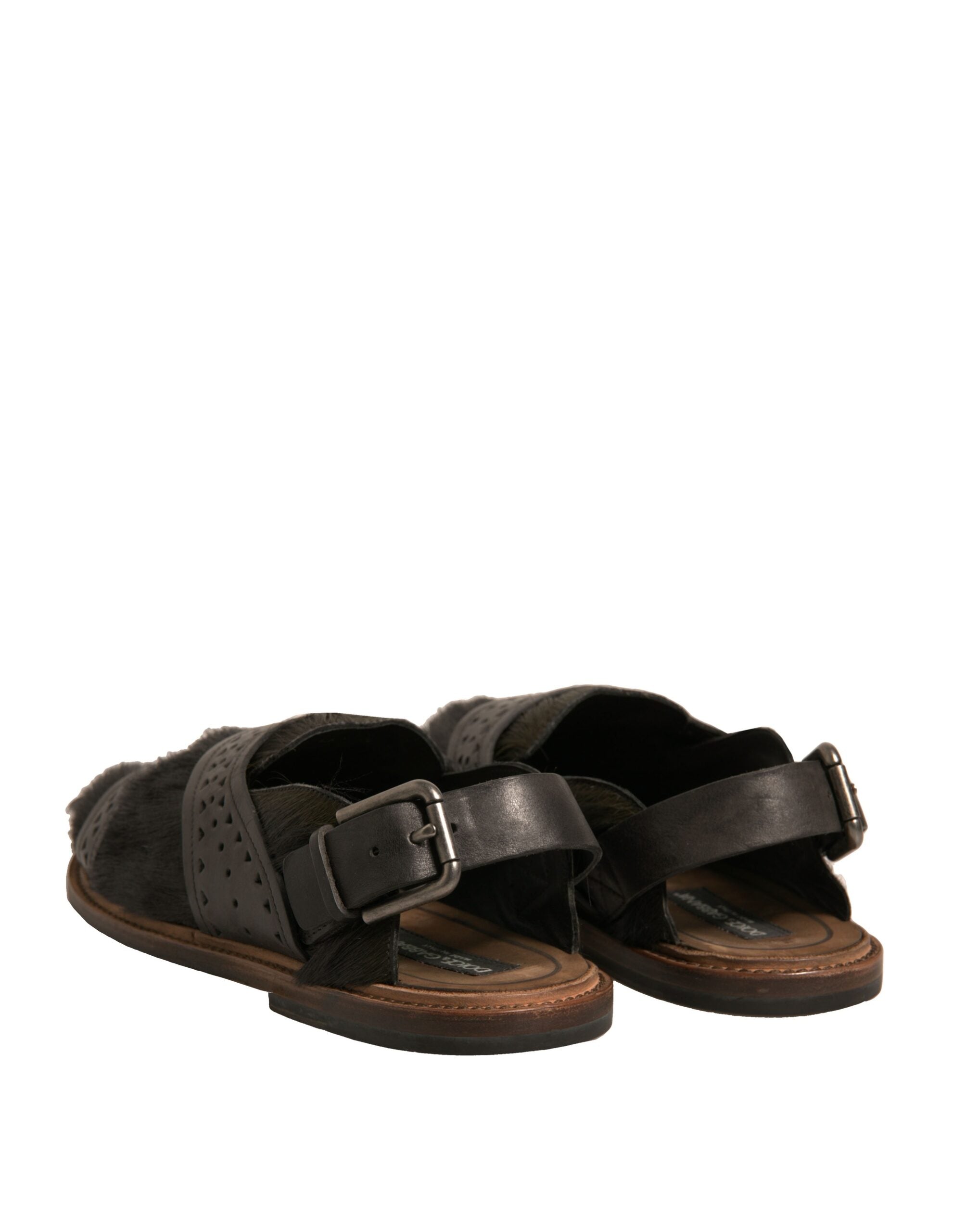 Green Gazelle Hair Leather Flats Sandals Shoes - ventzia