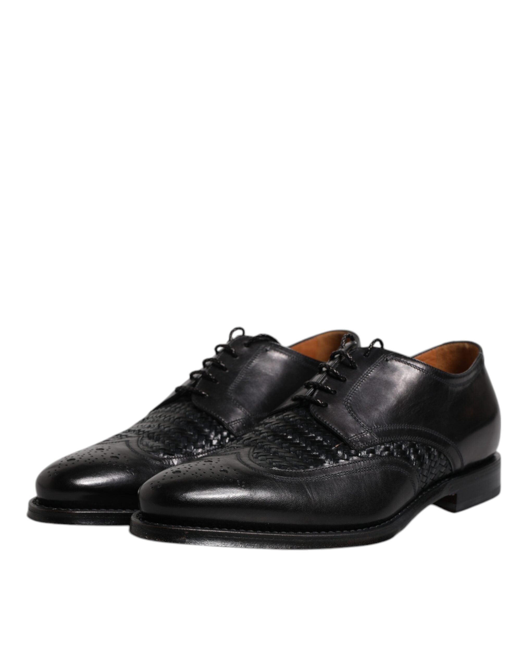 Black Leather Derby Wingtip Lace Up Formal Dress Shoes - ventzia