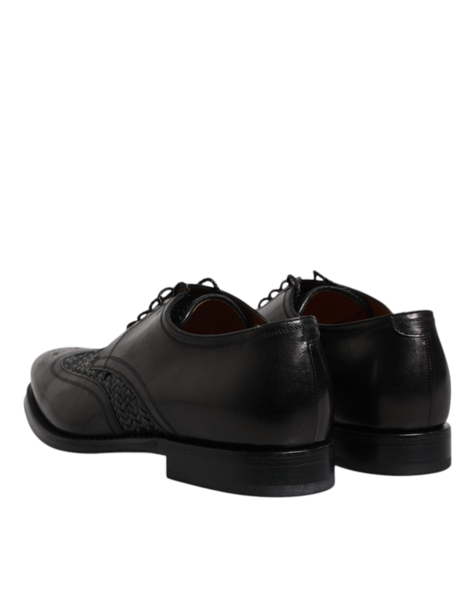 Black Leather Derby Wingtip Lace Up Formal Dress Shoes - ventzia