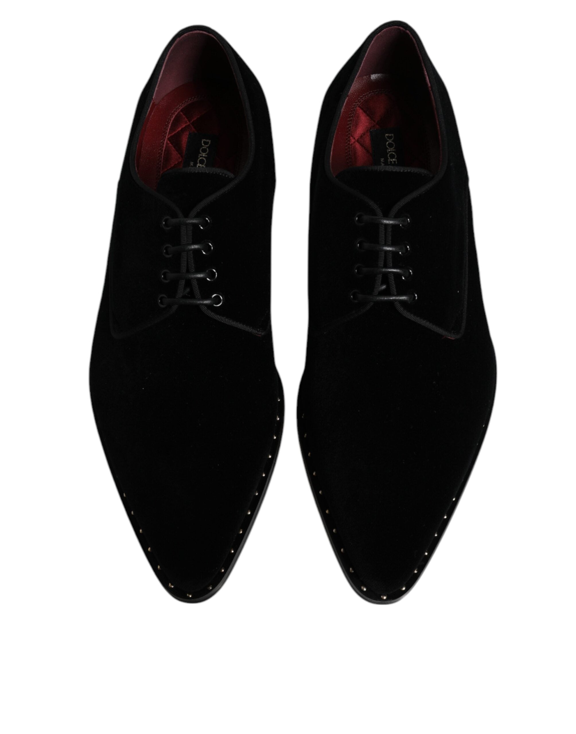 Black Velvet Cotton Lace Up Derby Shoes - ventzia