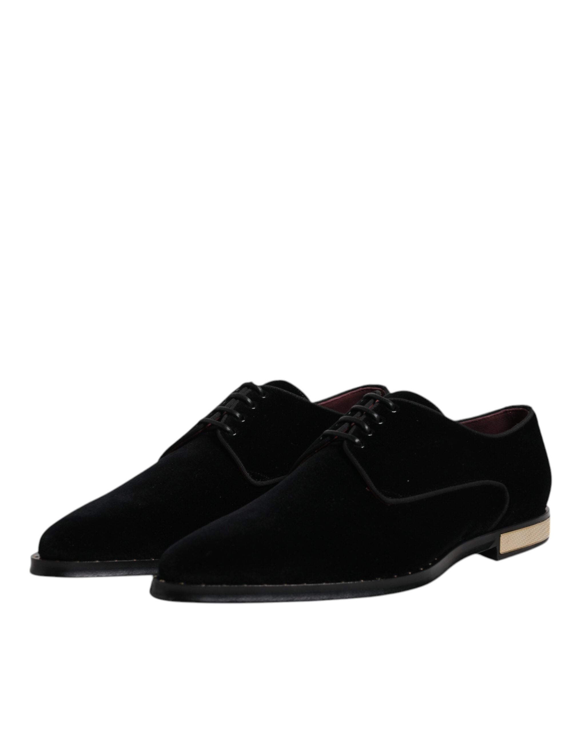 Black Velvet Cotton Lace Up Derby Shoes - ventzia