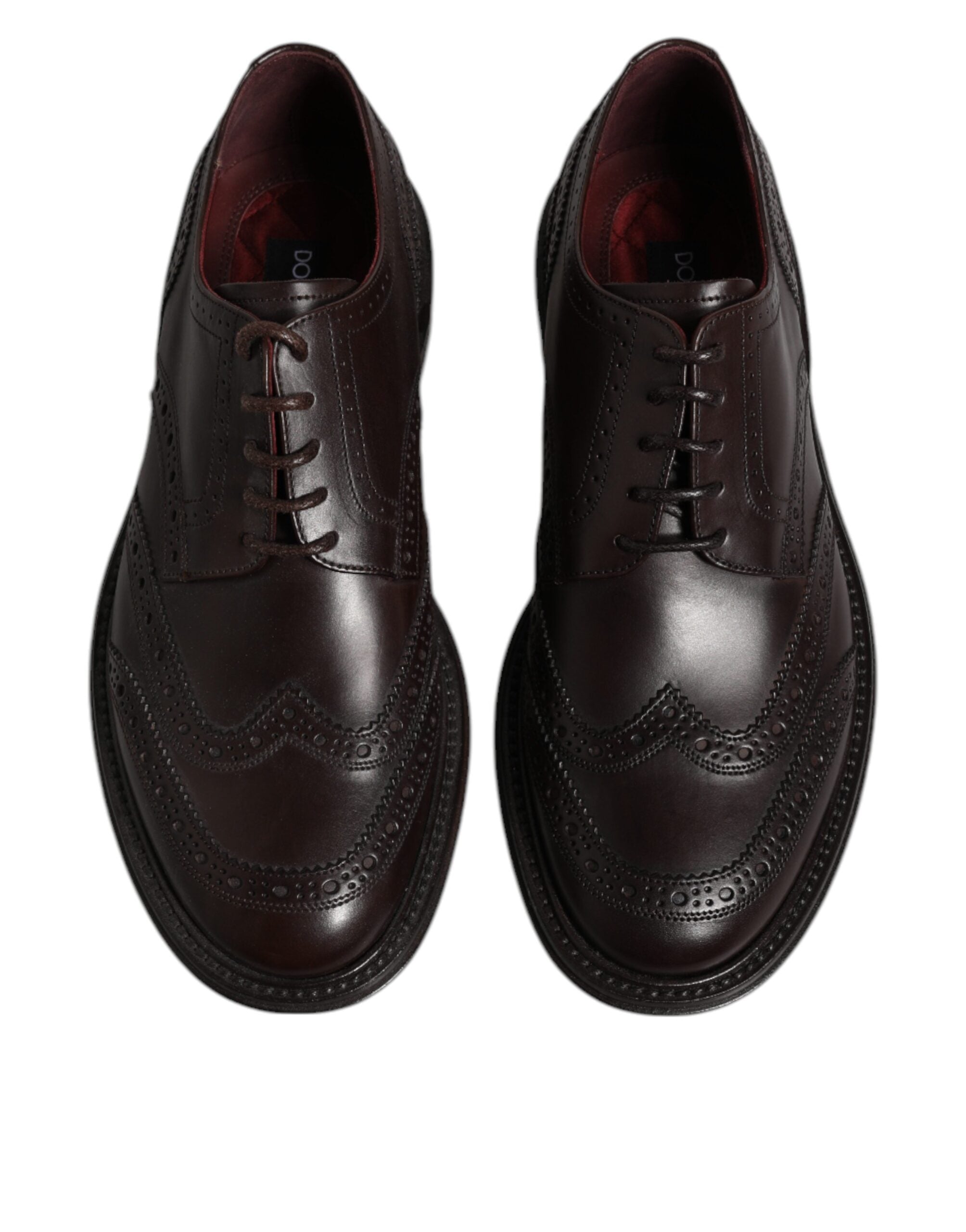Brown Leather Derby Wingtip Lace Up Formal Dress Shoes - ventzia