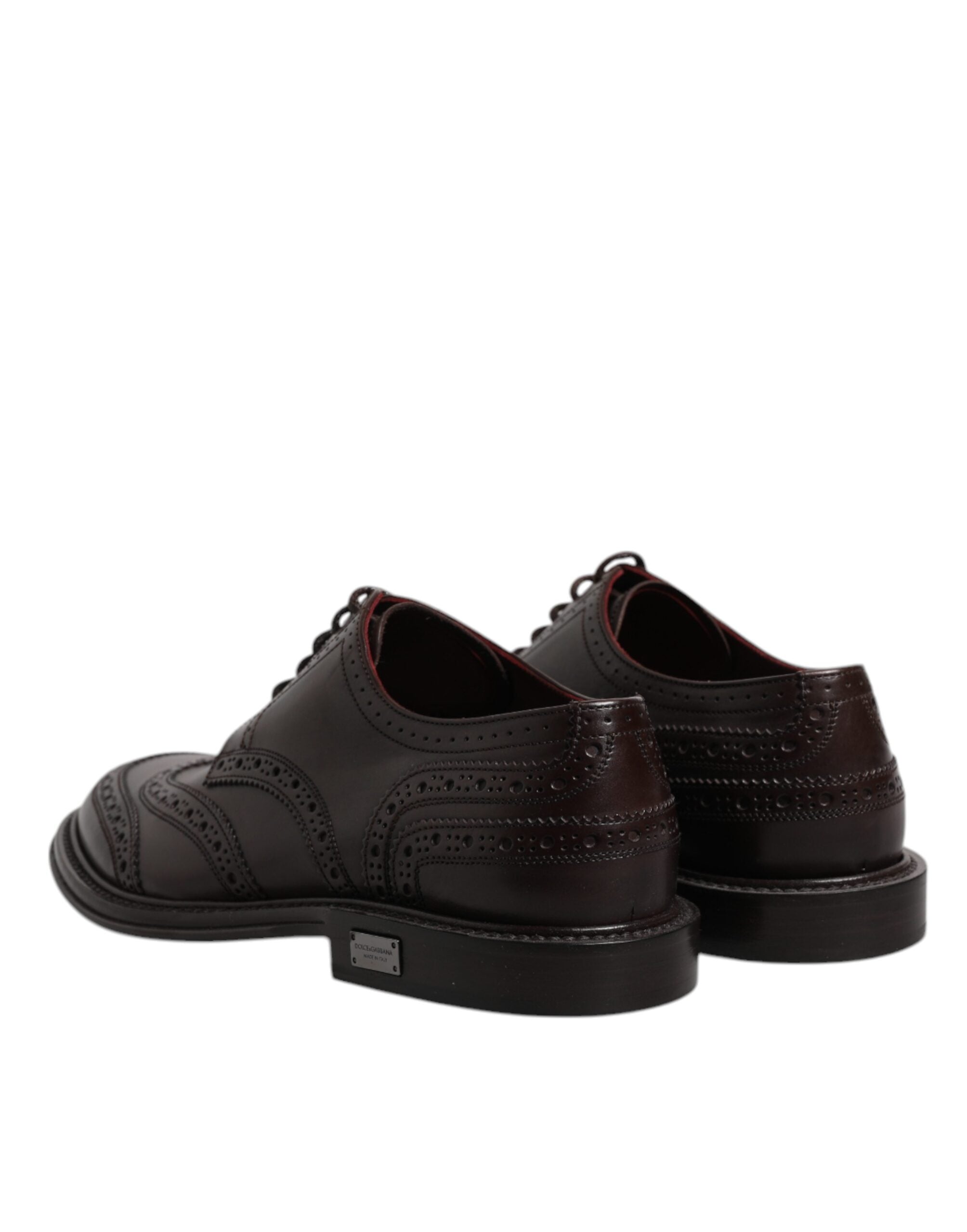 Brown Leather Derby Wingtip Lace Up Formal Dress Shoes - ventzia