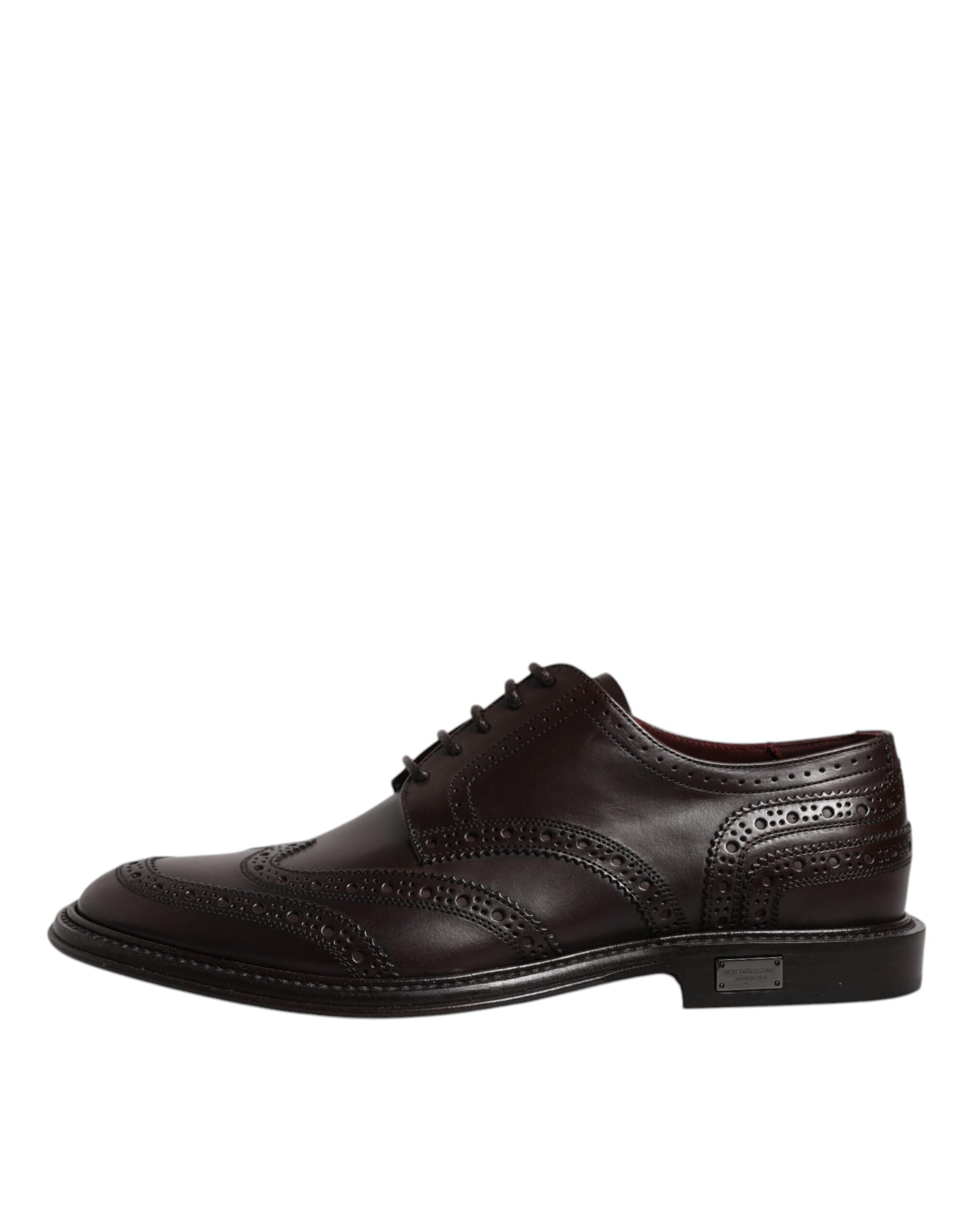 Brown Leather Derby Wingtip Lace Up Formal Dress Shoes - ventzia