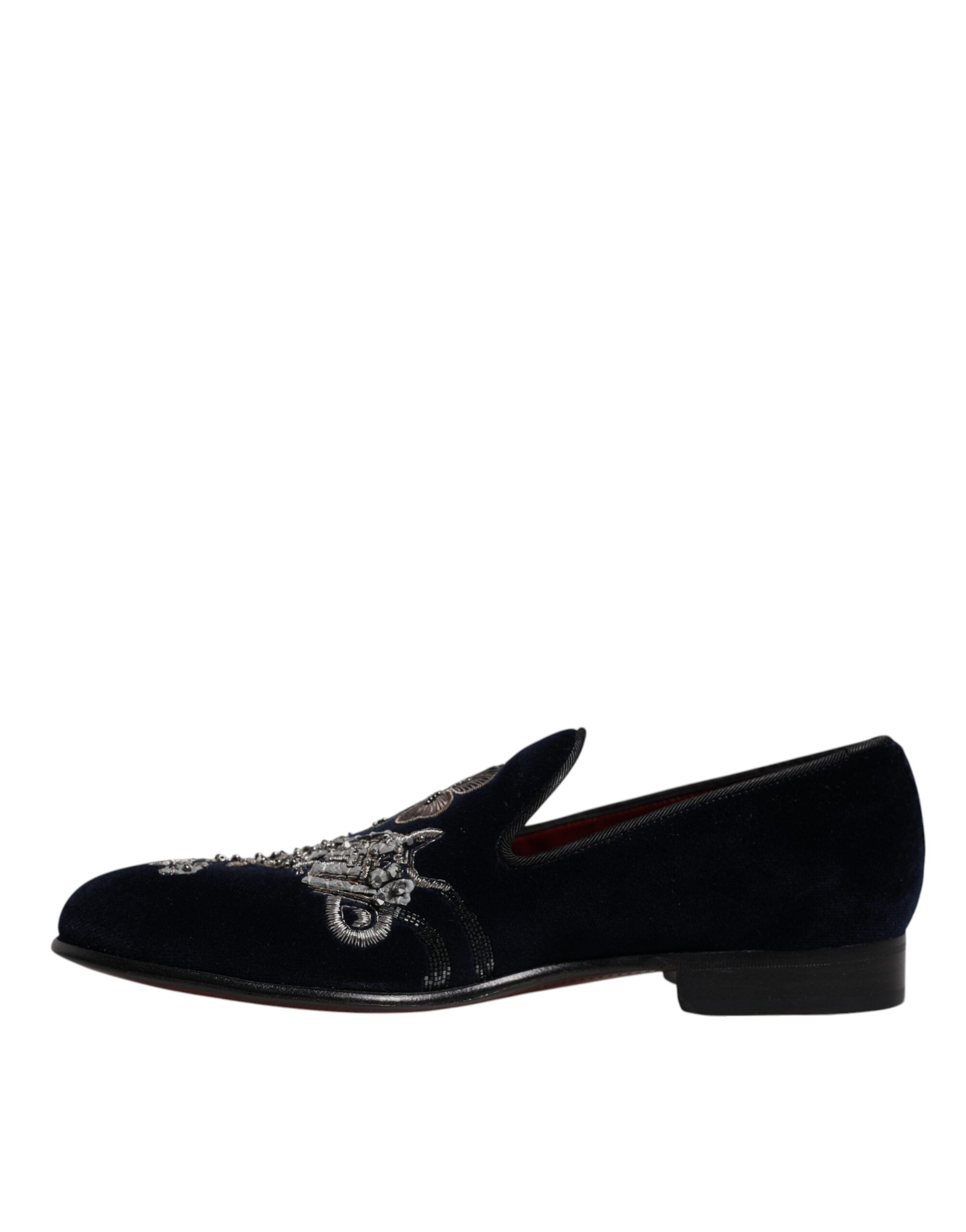 Black Velvet Floral Gun Loafers Dress Shoes - ventzia
