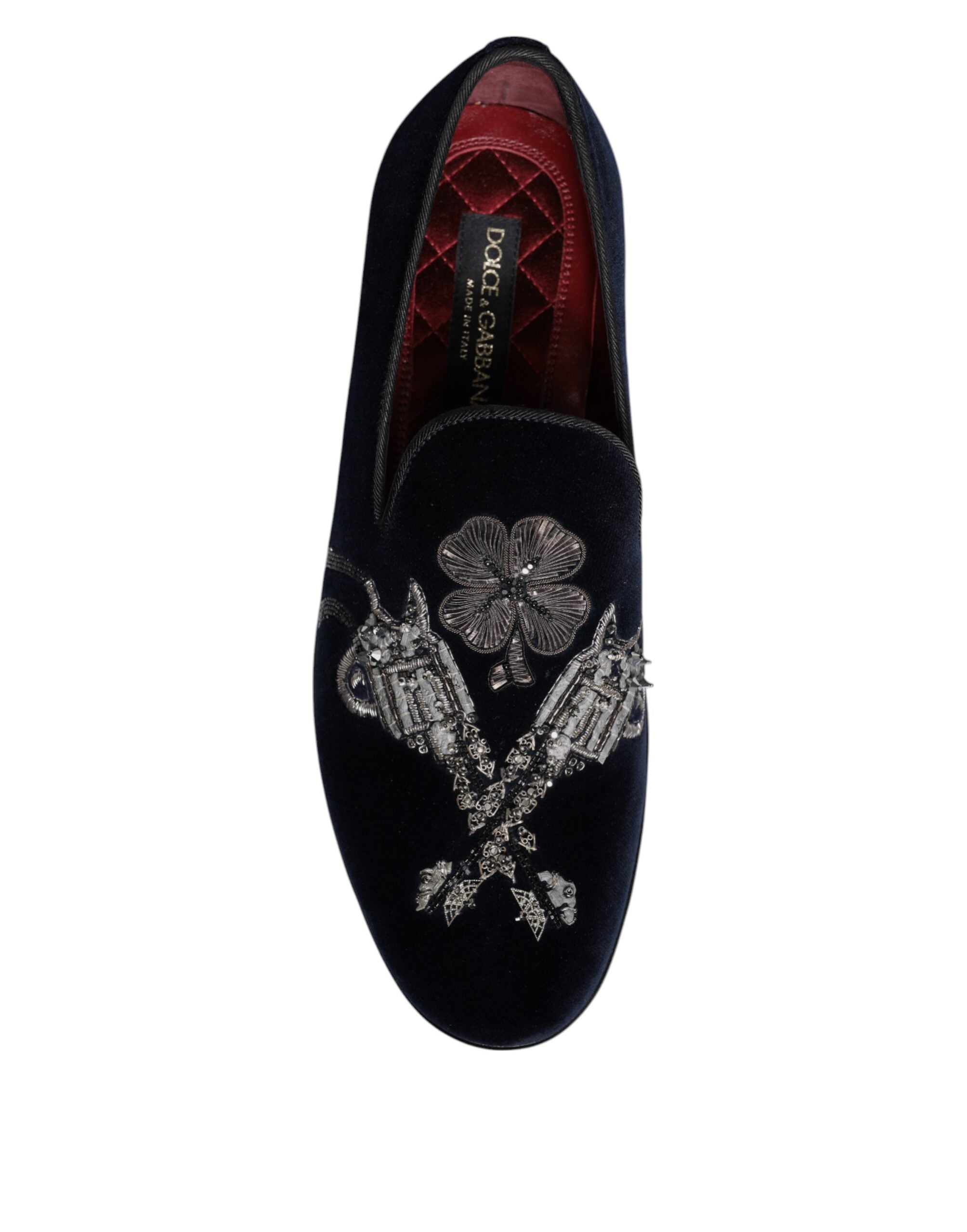 Black Velvet Floral Gun Loafers Dress Shoes - ventzia