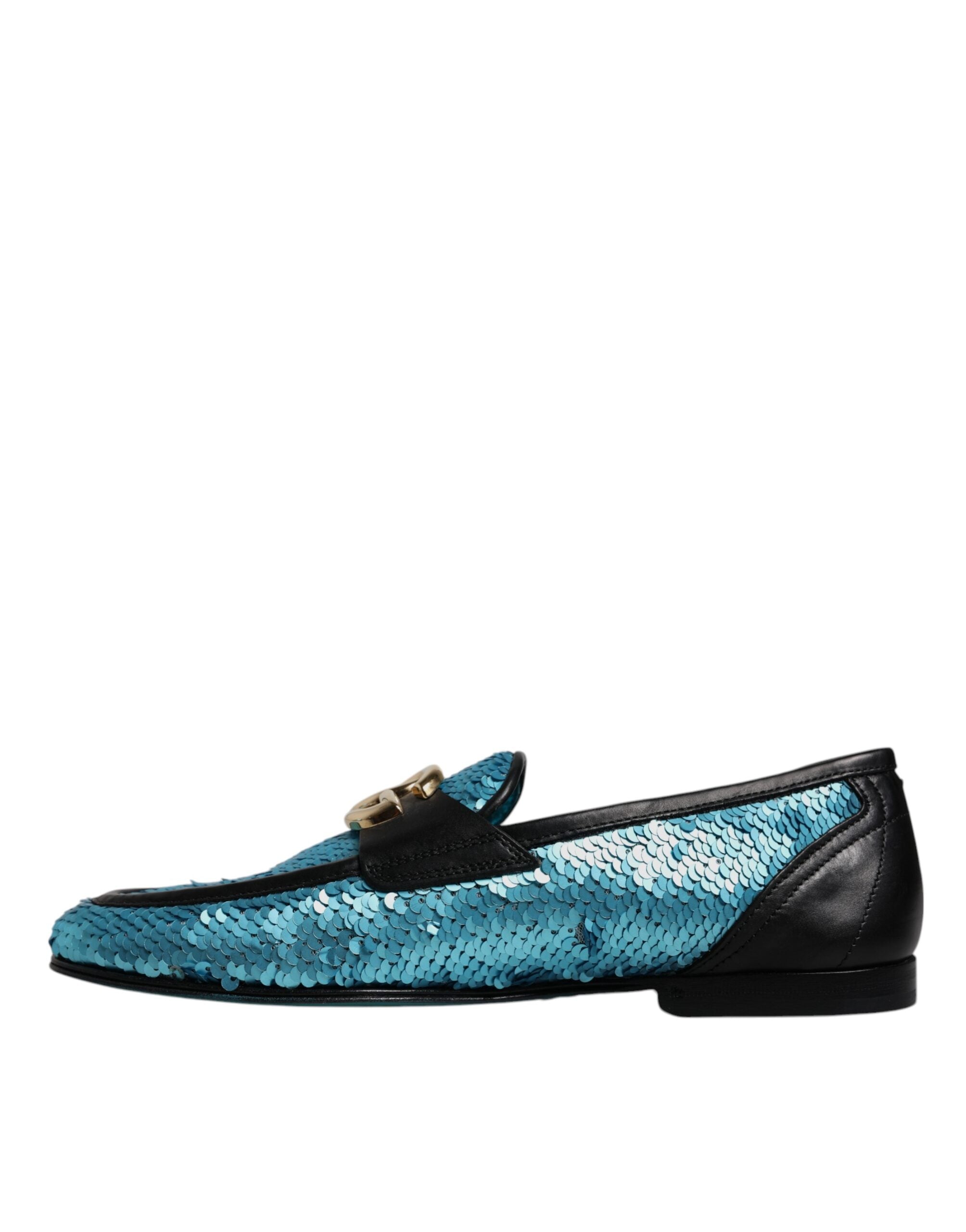 Blue Sequined Loafers Formal Dress Shoes - ventzia