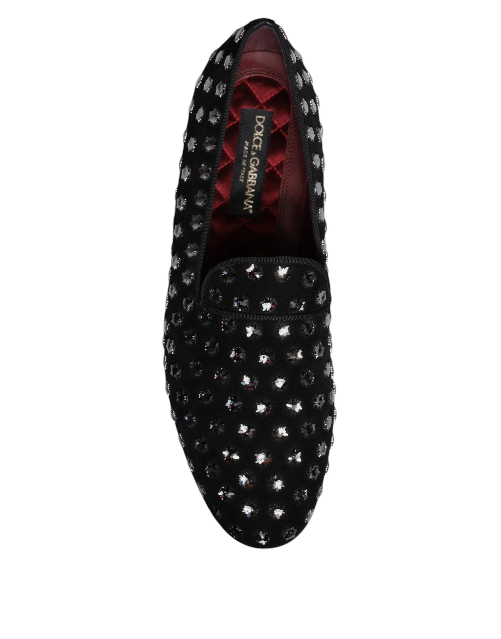 Black Crystal Embellished Loafers Dress Shoes - ventzia