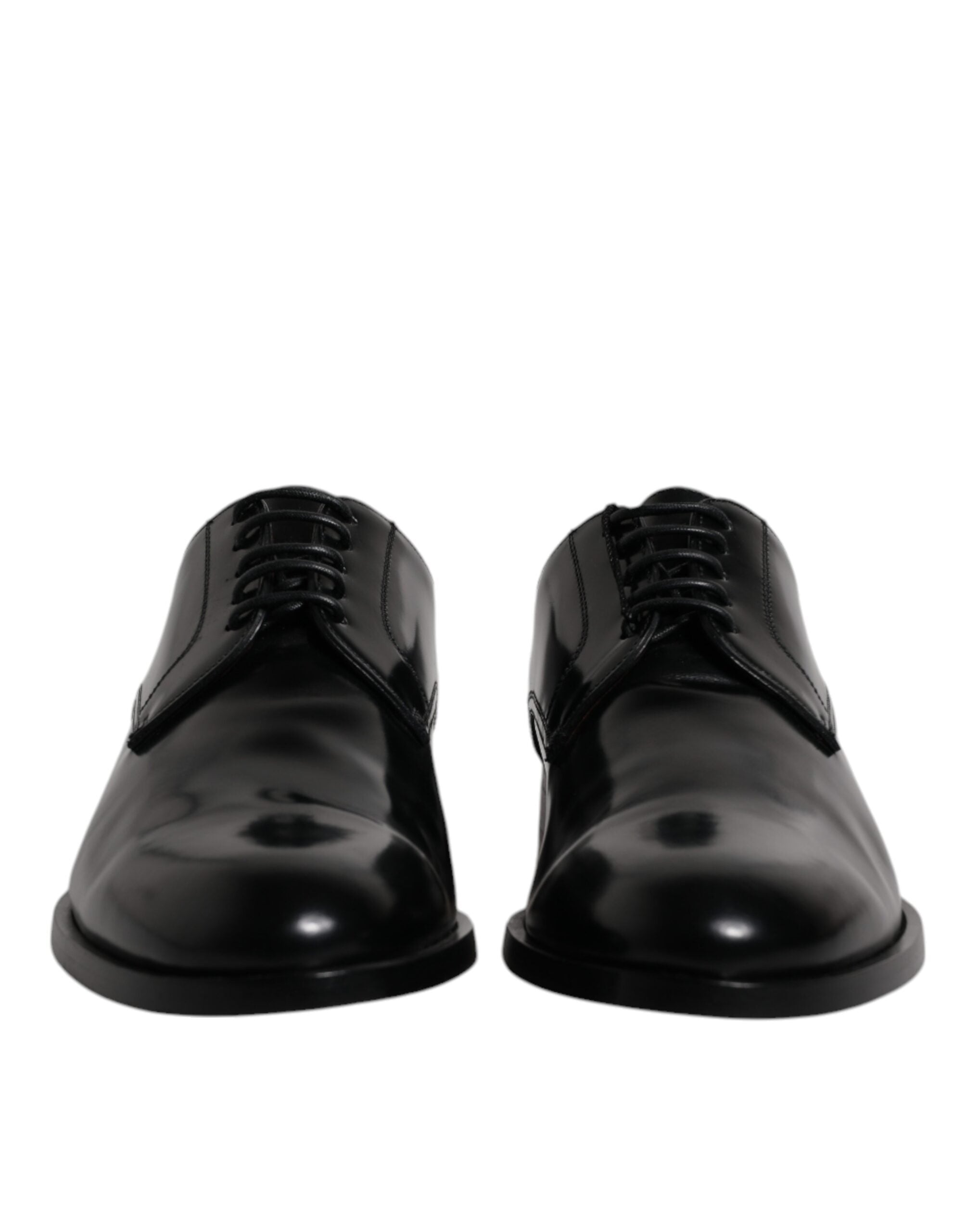 Black Calfskin Leather Derby Lace Up Formal Dress Shoes - ventzia