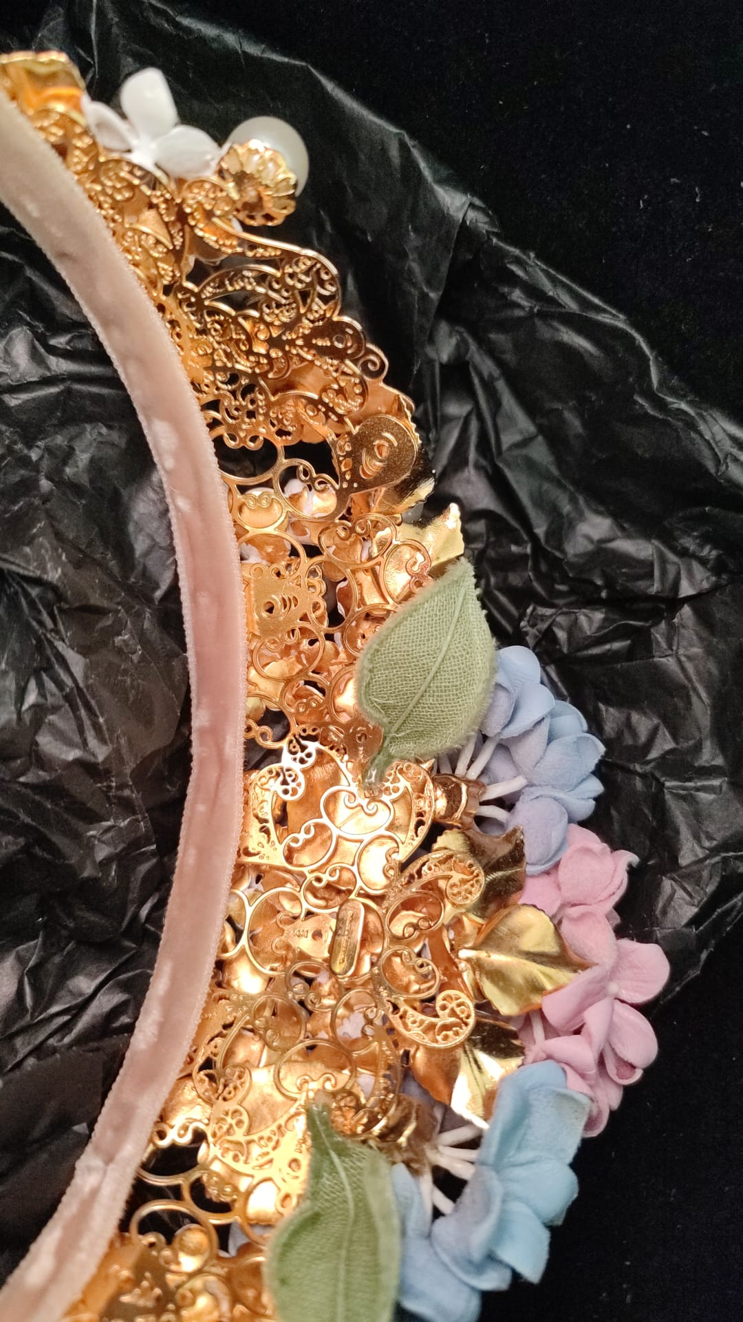 Gold Crystal Purple Hortensia Headband Crown Diadem - ventzia