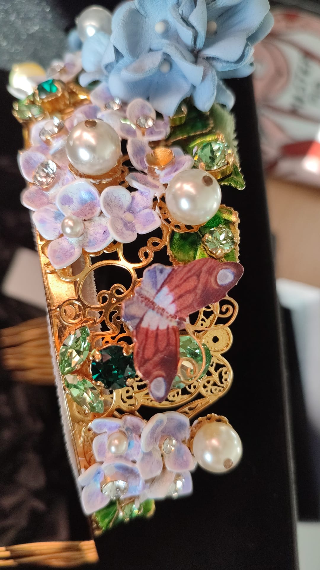 Gold Crystal Purple Hortensia Headband Crown Diadem - ventzia