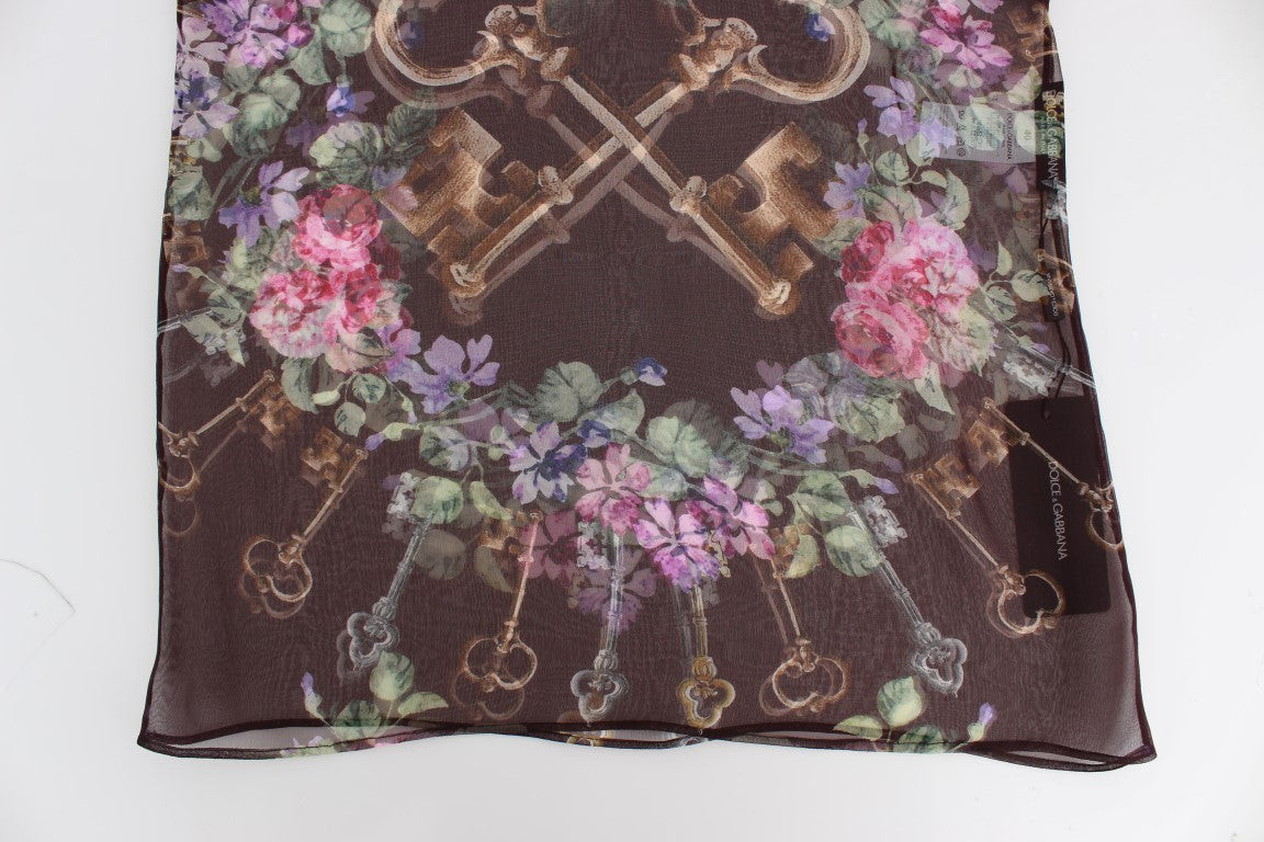 Elegant Floral Silk Blouse with Cap Sleeves - ventzia