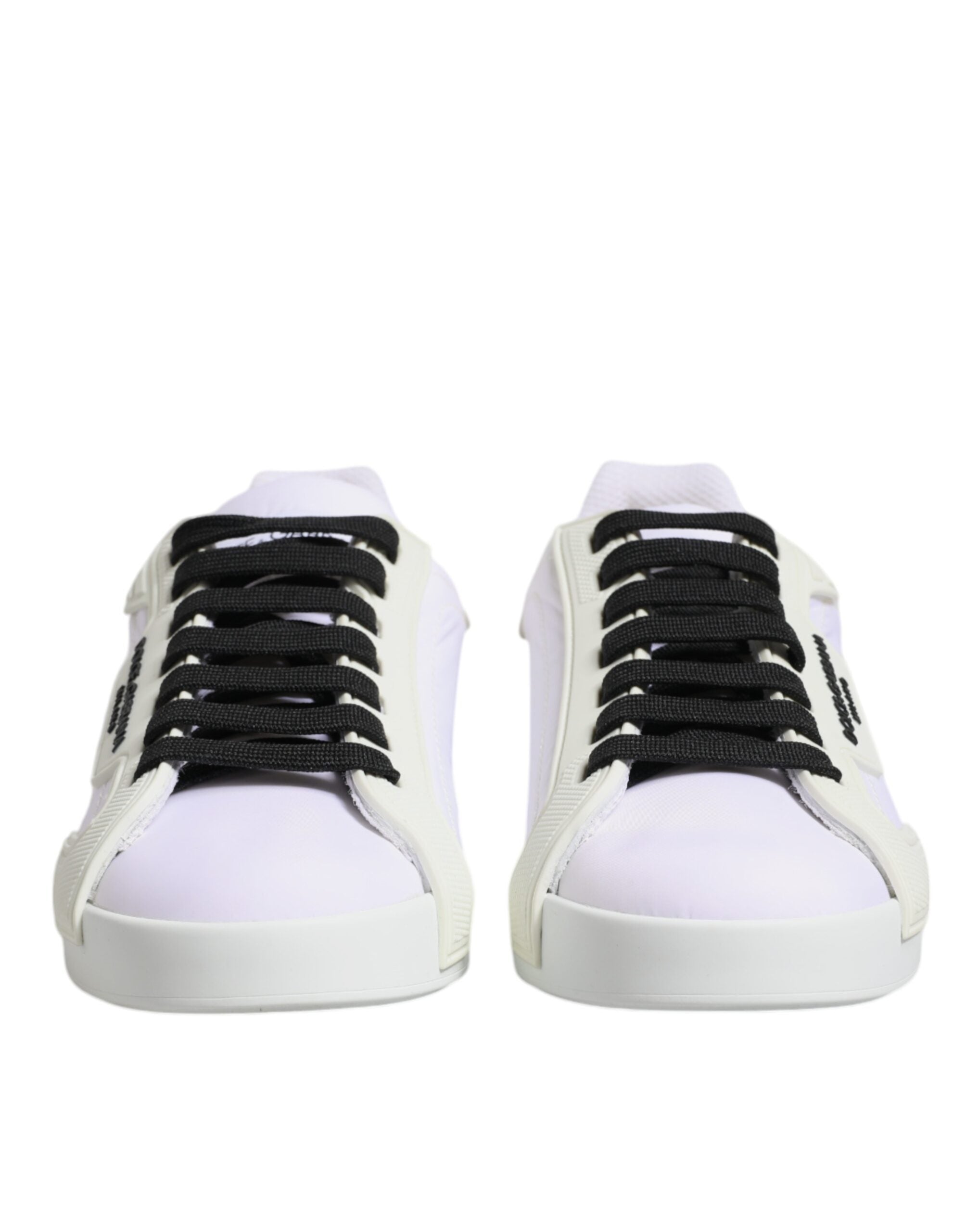 White Nylon Leather Low Top Sneakers Shoes - ventzia