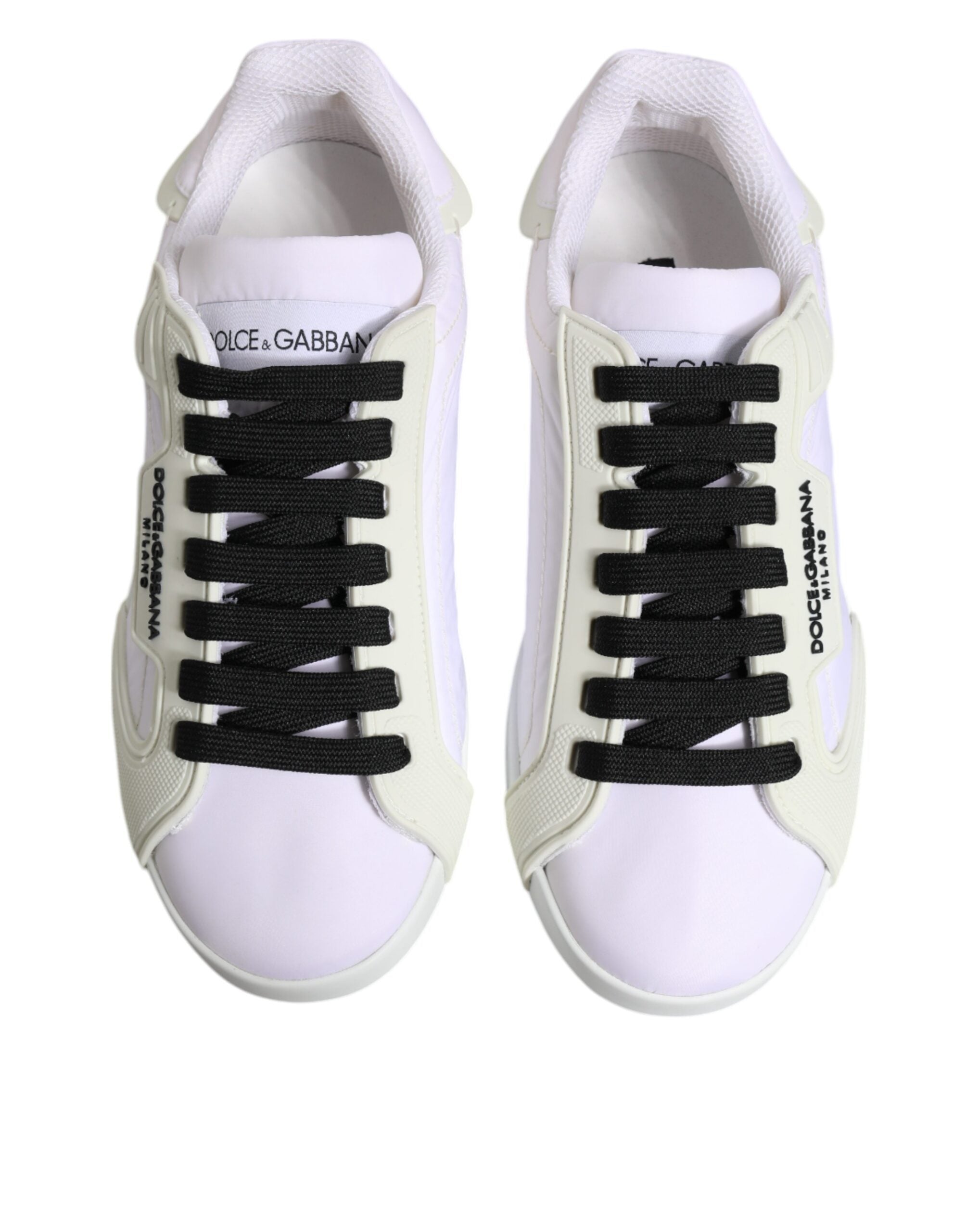 White Nylon Leather Low Top Sneakers Shoes - ventzia