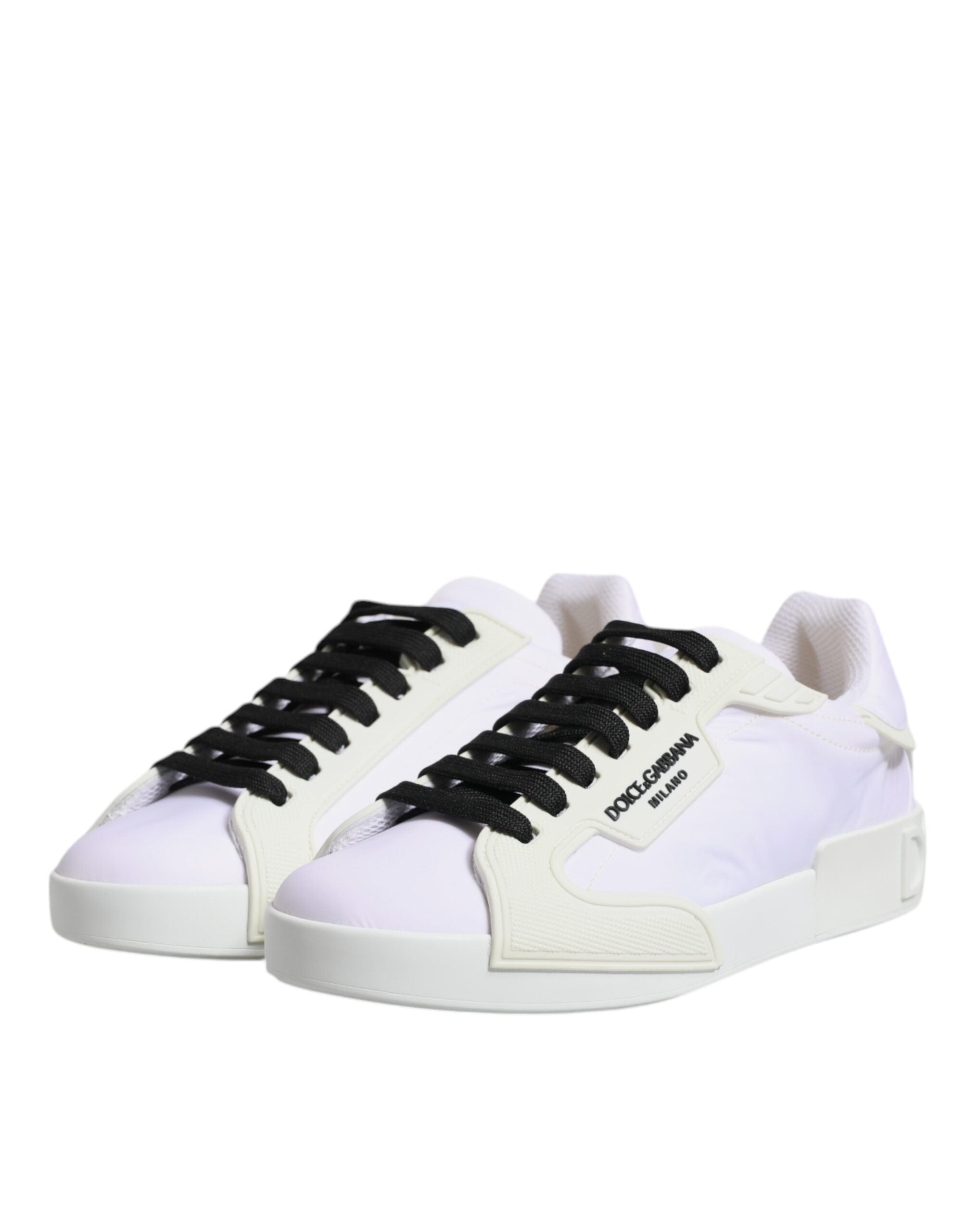 White Nylon Leather Low Top Sneakers Shoes - ventzia