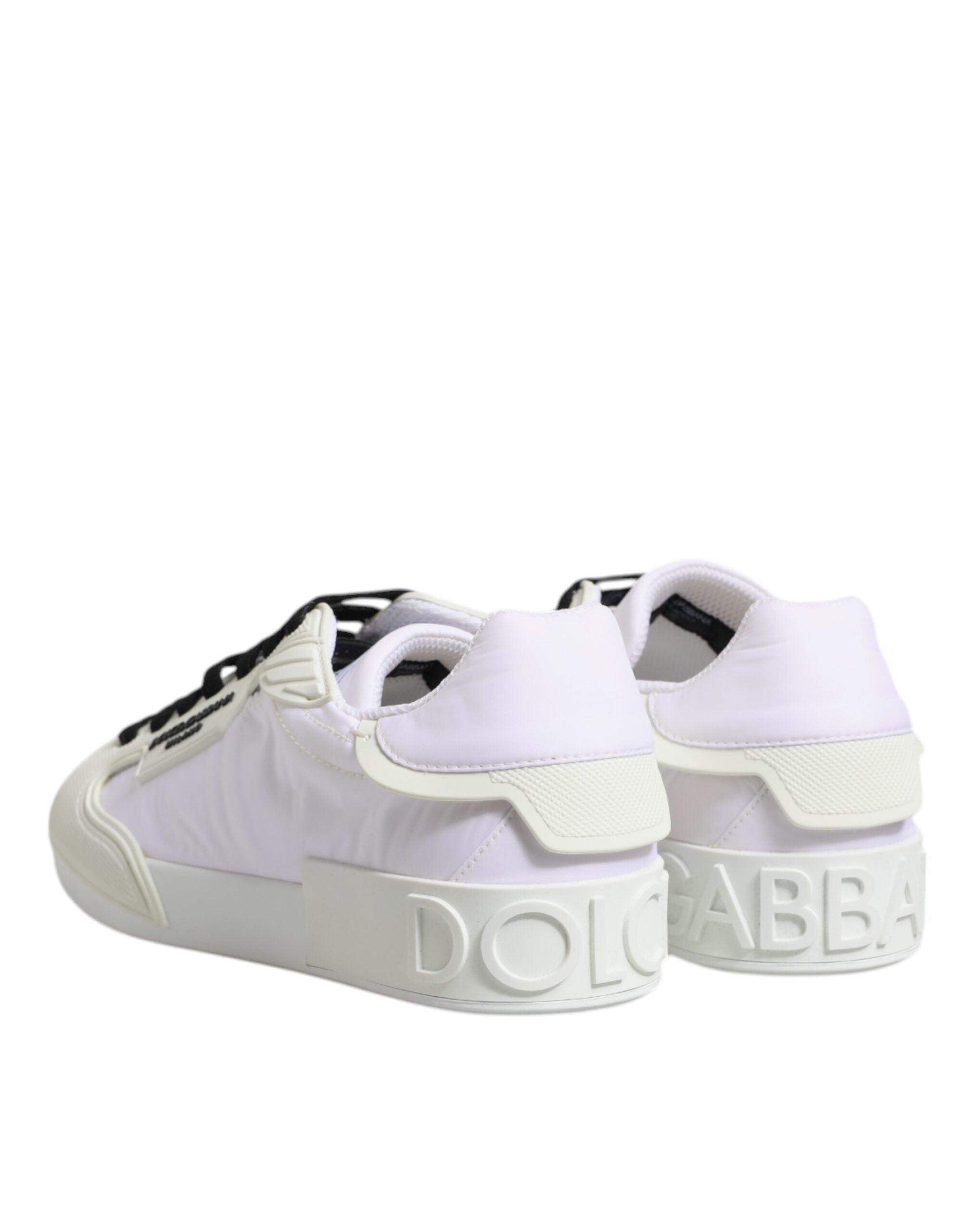 White Nylon Leather Low Top Sneakers Shoes - ventzia
