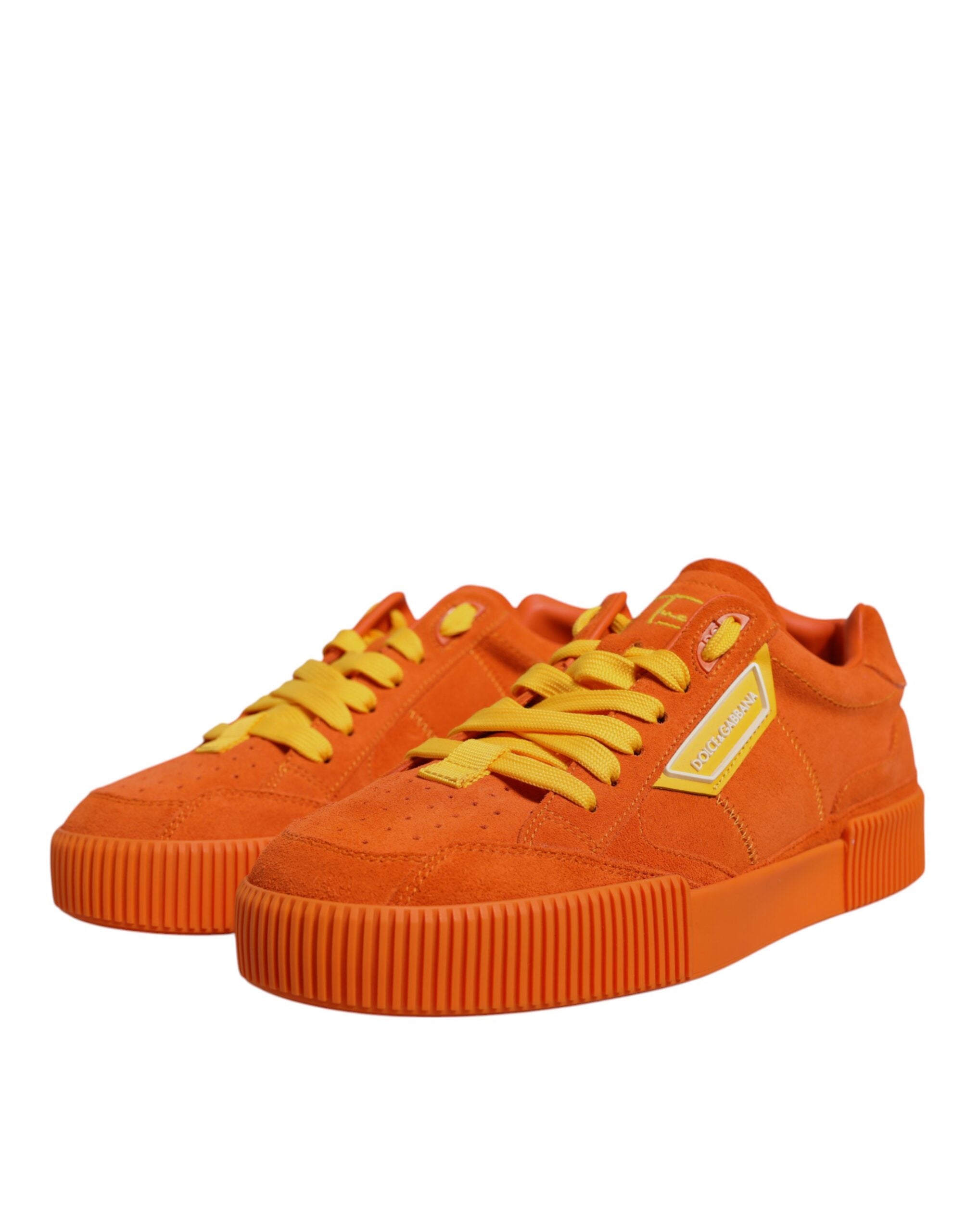 Orange Miami Leather Low Top Sneakers Shoes - ventzia