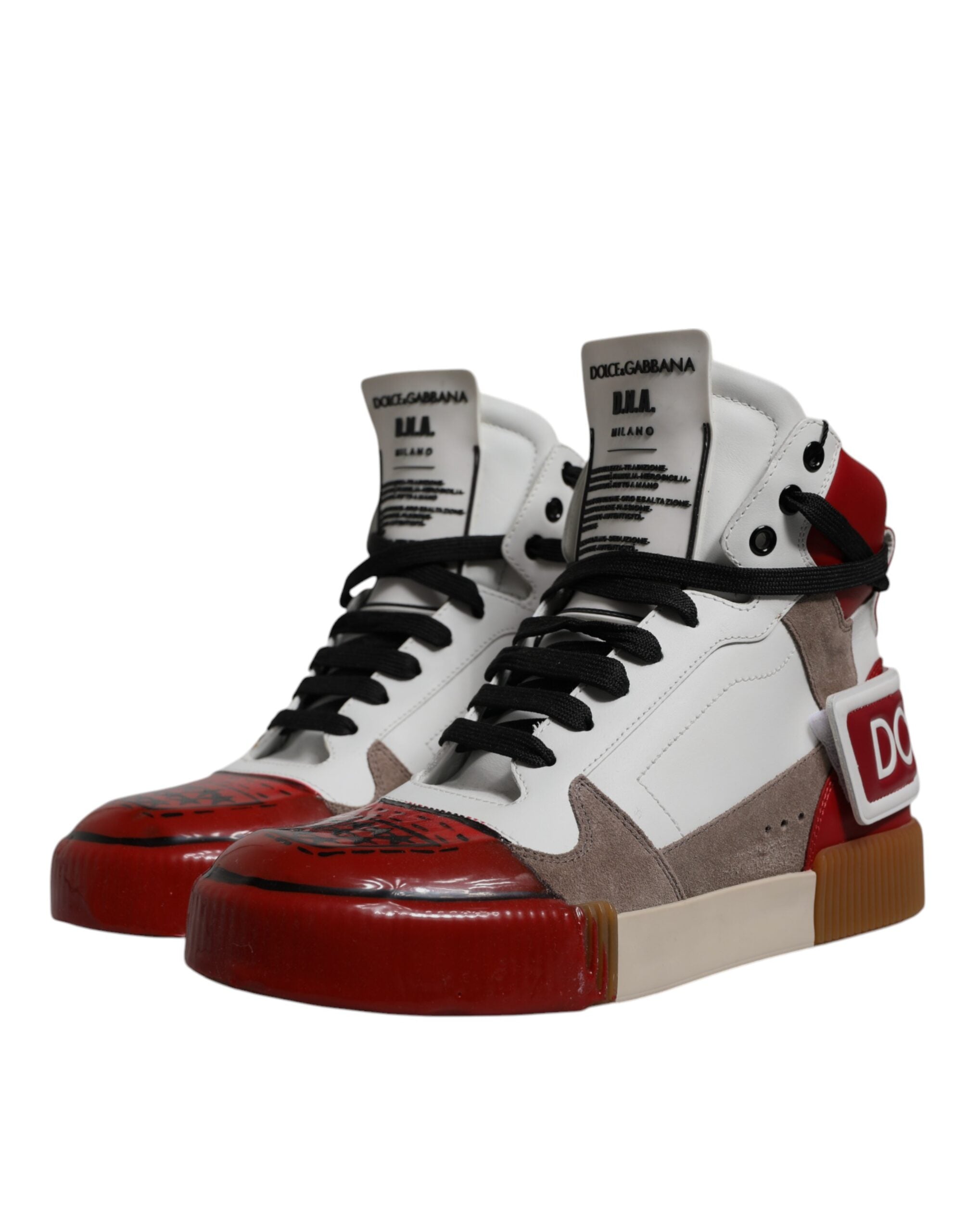 Multicolor Leather High Top Sneakers Shoes - ventzia