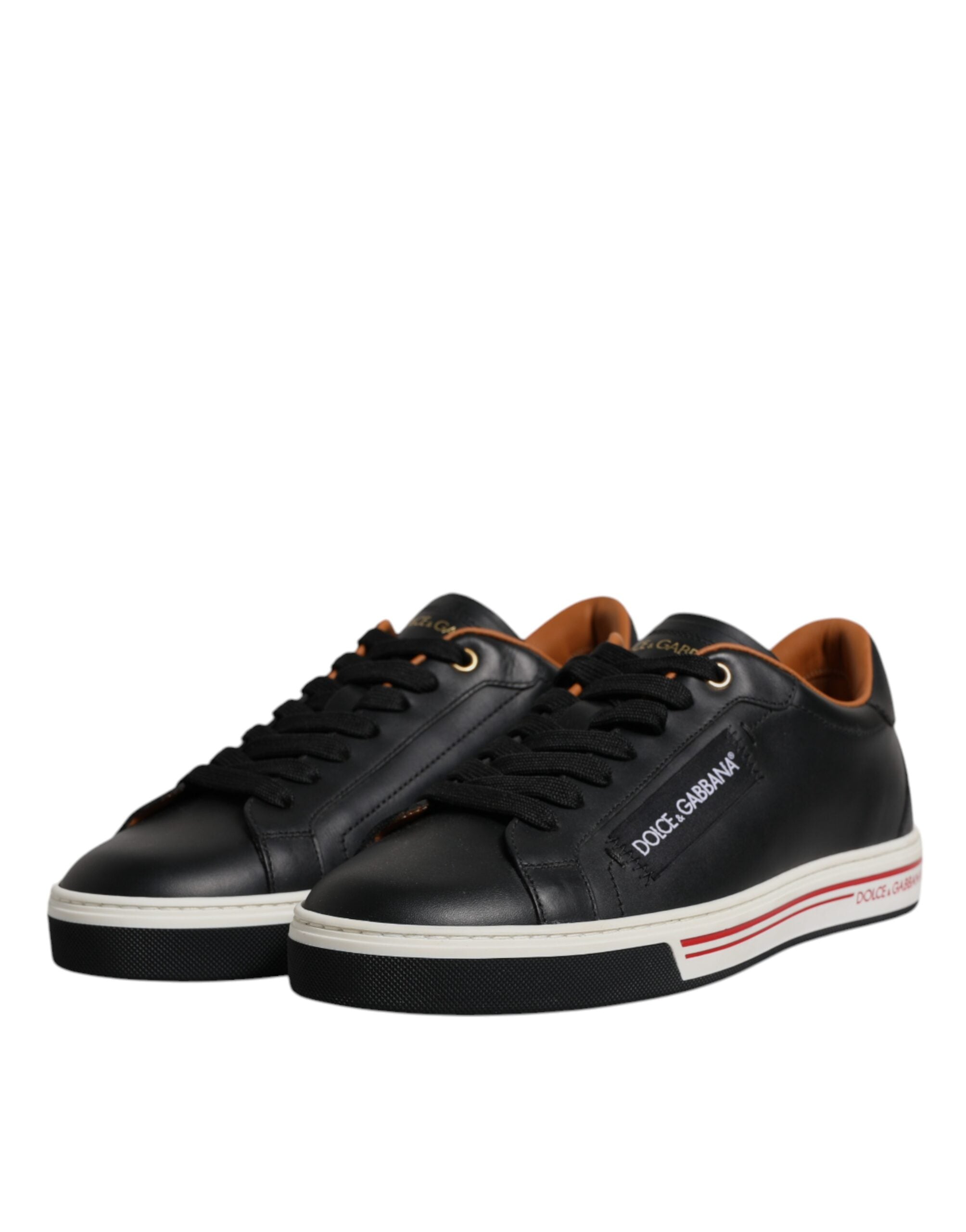 Black Leather Low Top Men Sneakers Shoes - ventzia