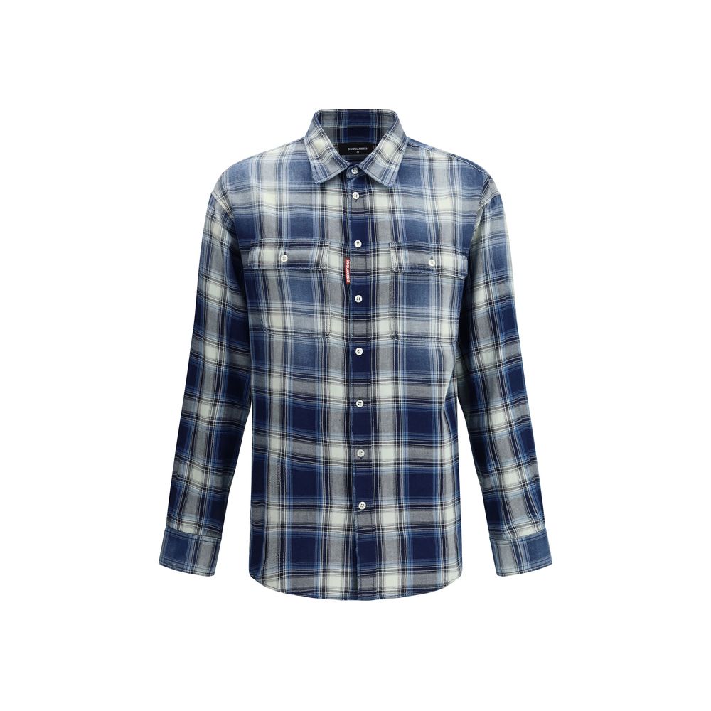 Blue Cotton Pattern Shirt - ventzia