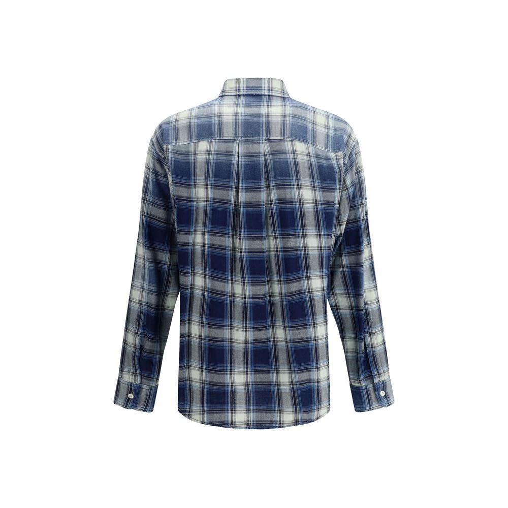 Blue Cotton Pattern Shirt - ventzia