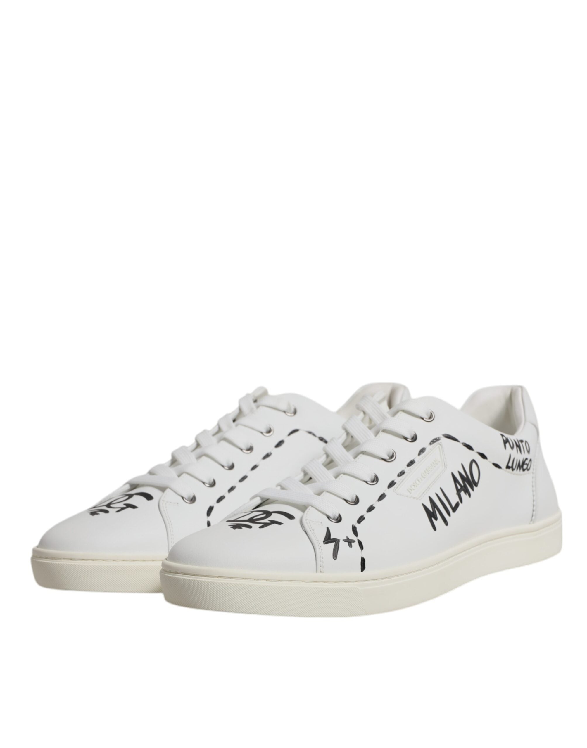 White Leather Milano Low Top Sneakers Shoes - ventzia