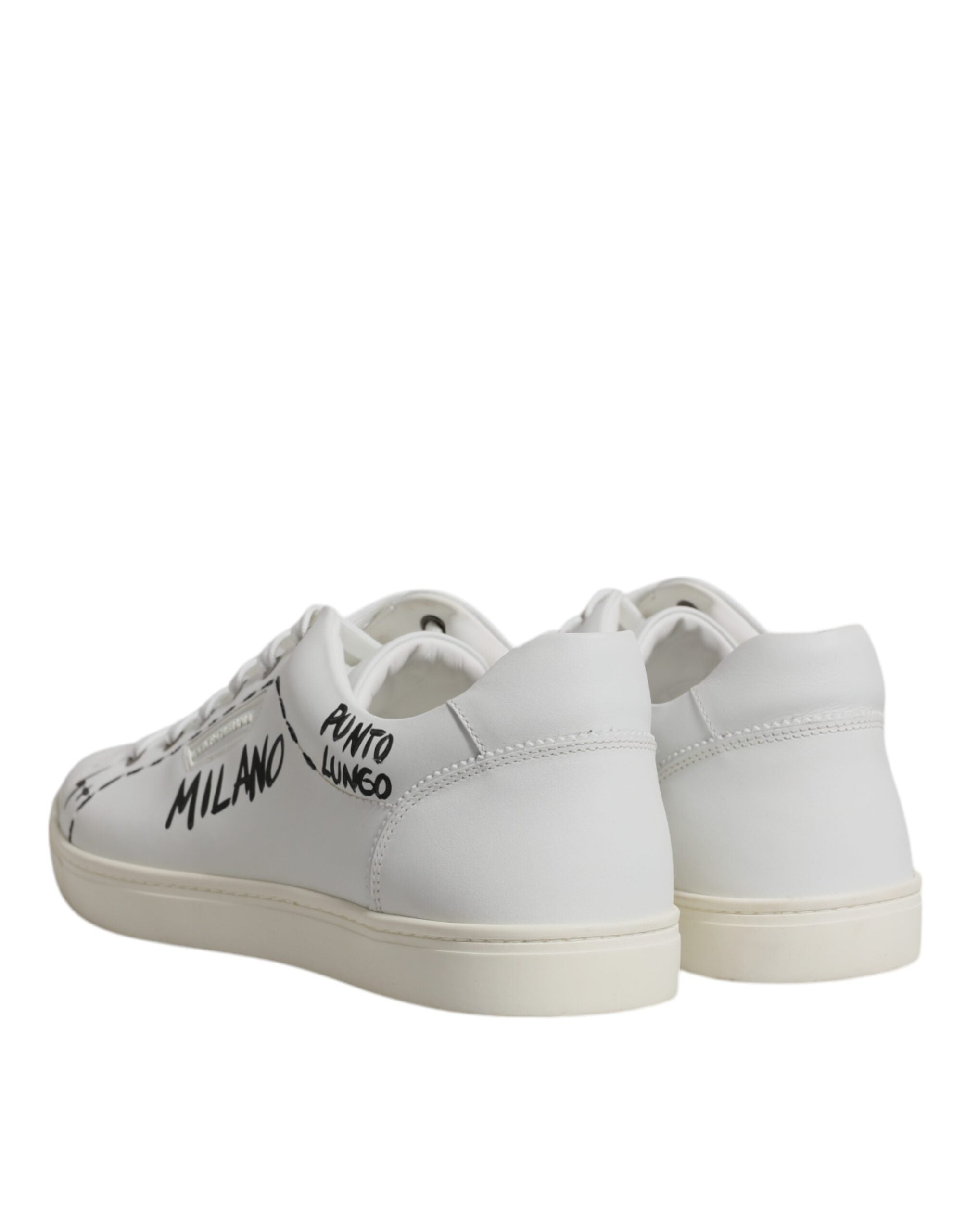 White Leather Milano Low Top Sneakers Shoes - ventzia
