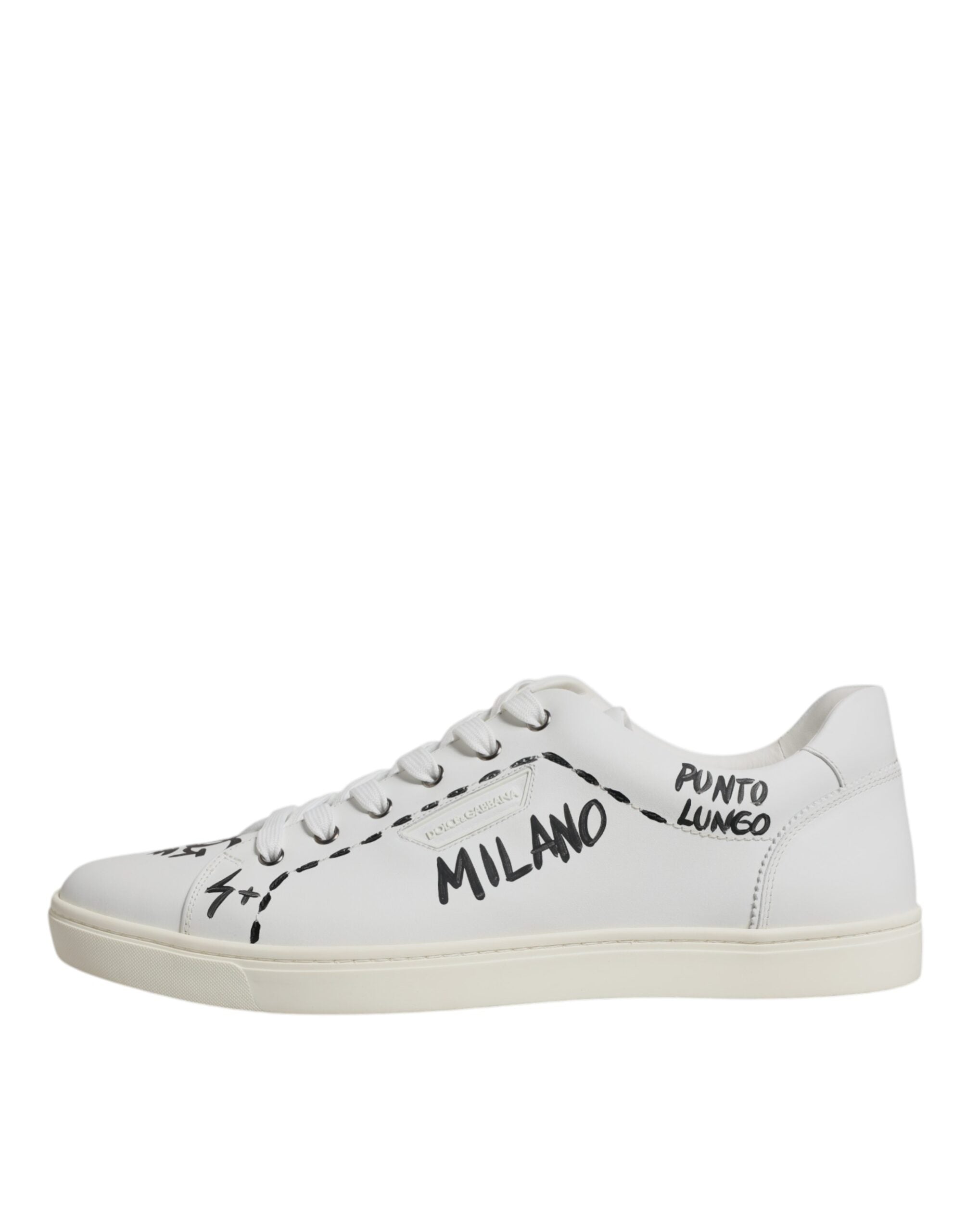 White Leather Milano Low Top Sneakers Shoes - ventzia