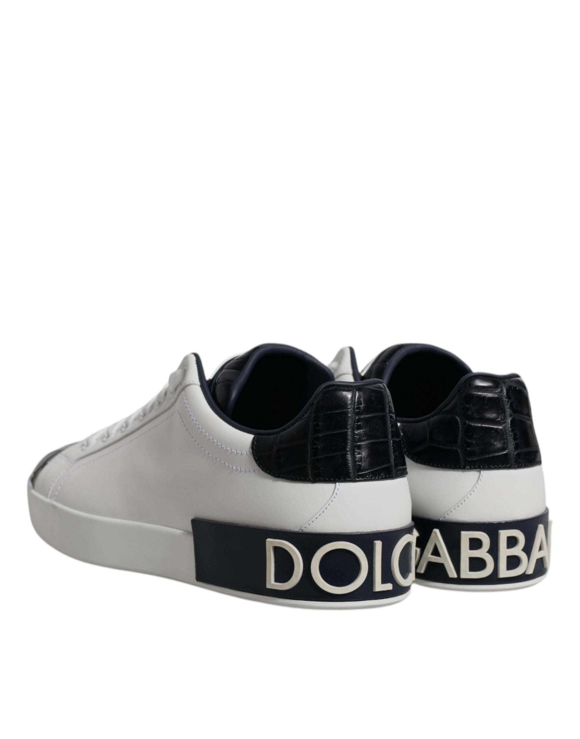 White Black Leather Portofino Sneakers Shoes - ventzia
