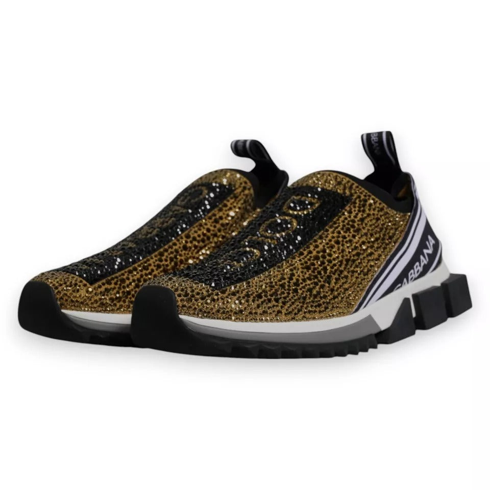 Gold Rhinestones Sorrento Sneakers Shoes - ventzia