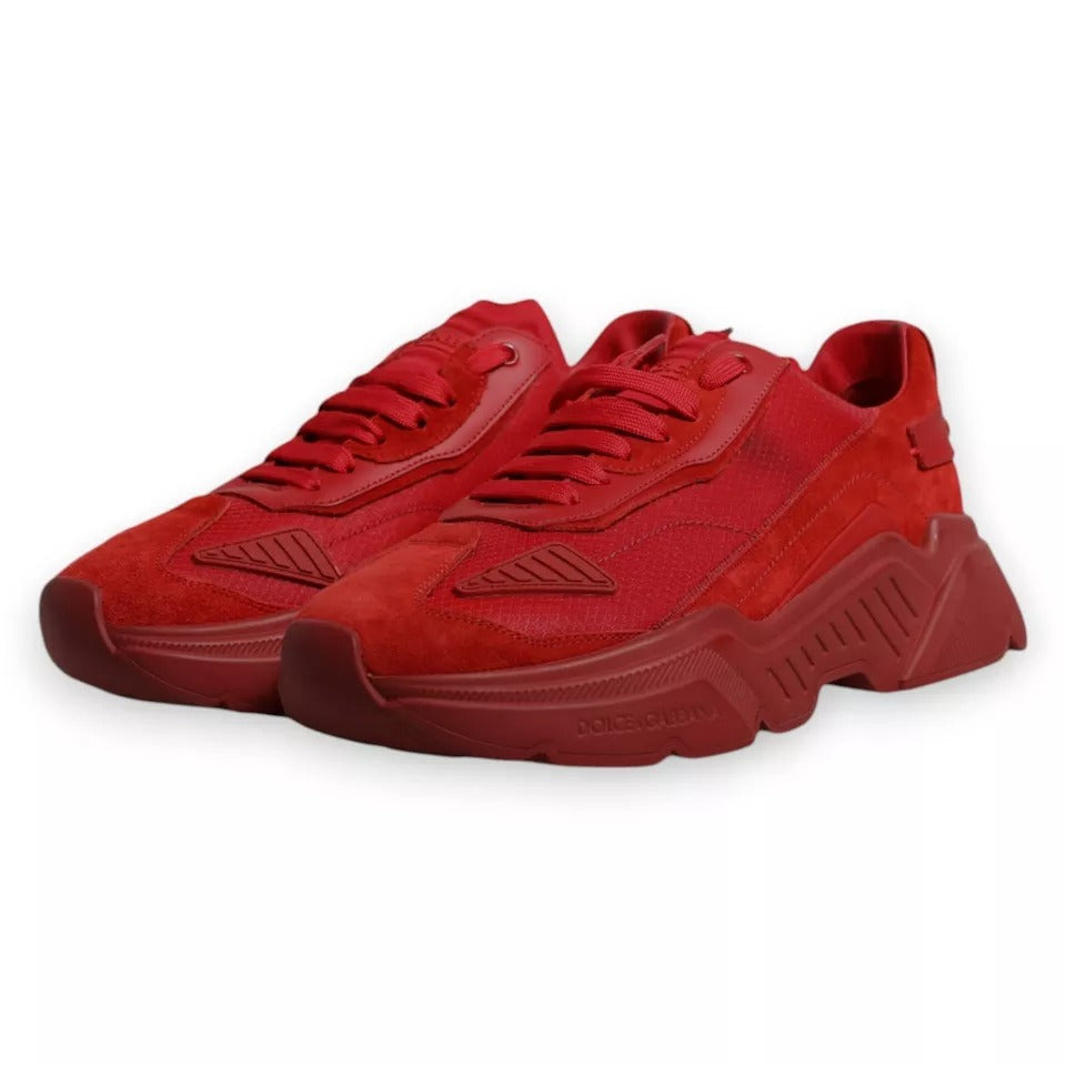 Red Leather Daymaster Low Top Sneakers Shoes - ventzia