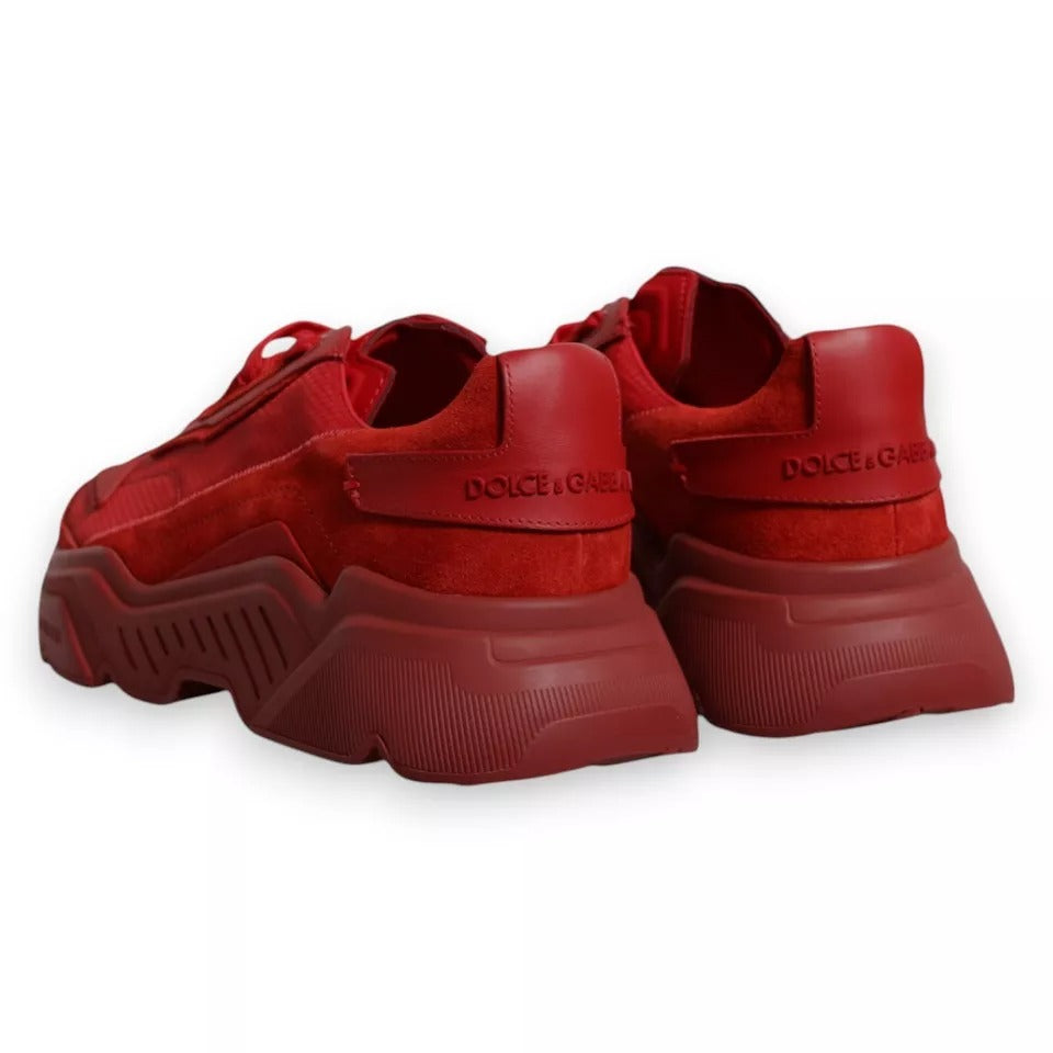 Red Leather Daymaster Low Top Sneakers Shoes - ventzia