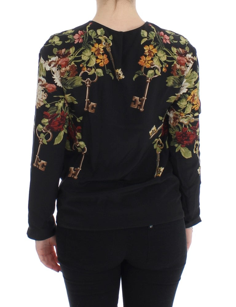 Elegant Medieval Print Silk Blouse - ventzia