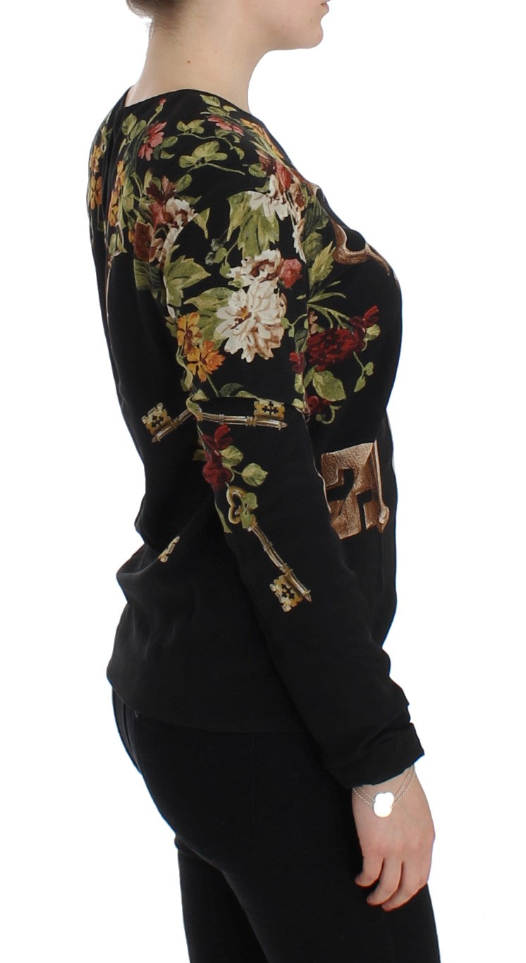 Elegant Medieval Print Silk Blouse - ventzia