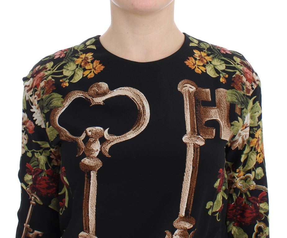 Elegant Medieval Print Silk Blouse - ventzia