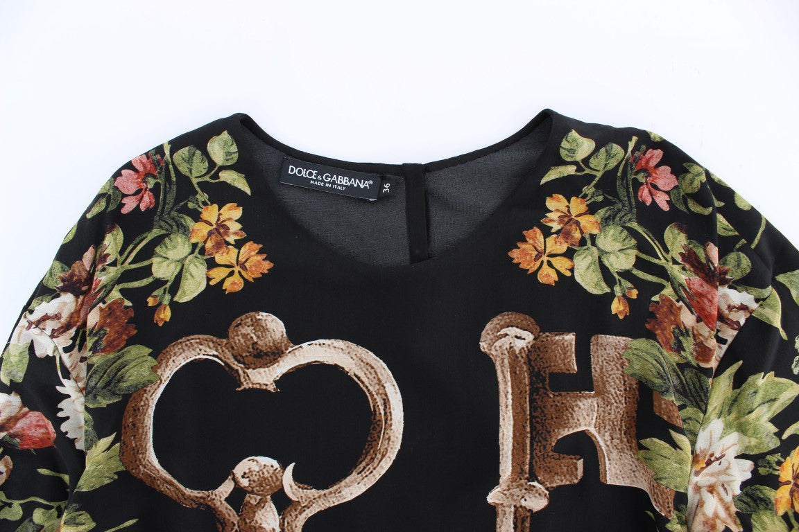 Elegant Medieval Print Silk Blouse - ventzia