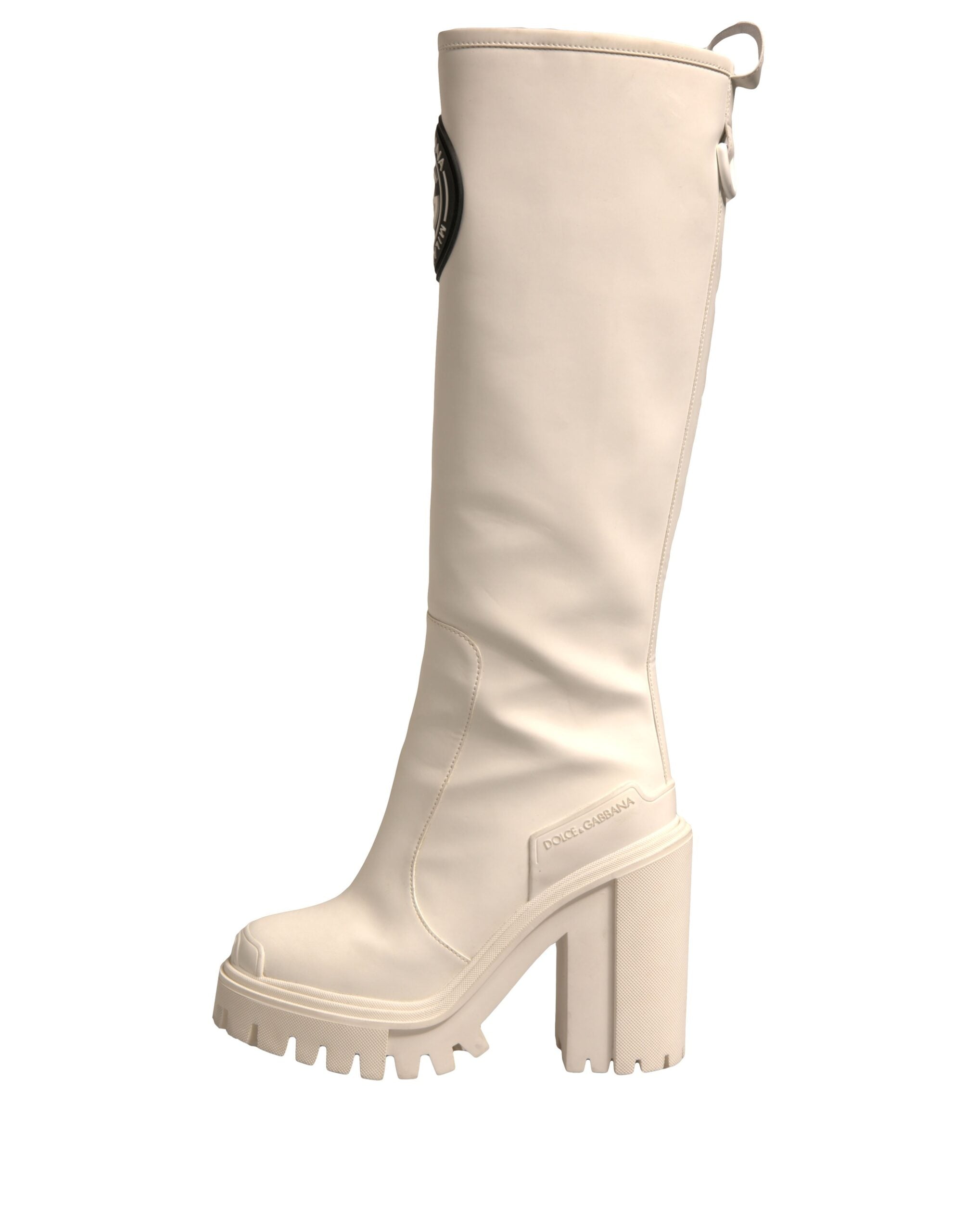 White DG Logo Hi Trekking Plateau Biker Boots Shoes - ventzia