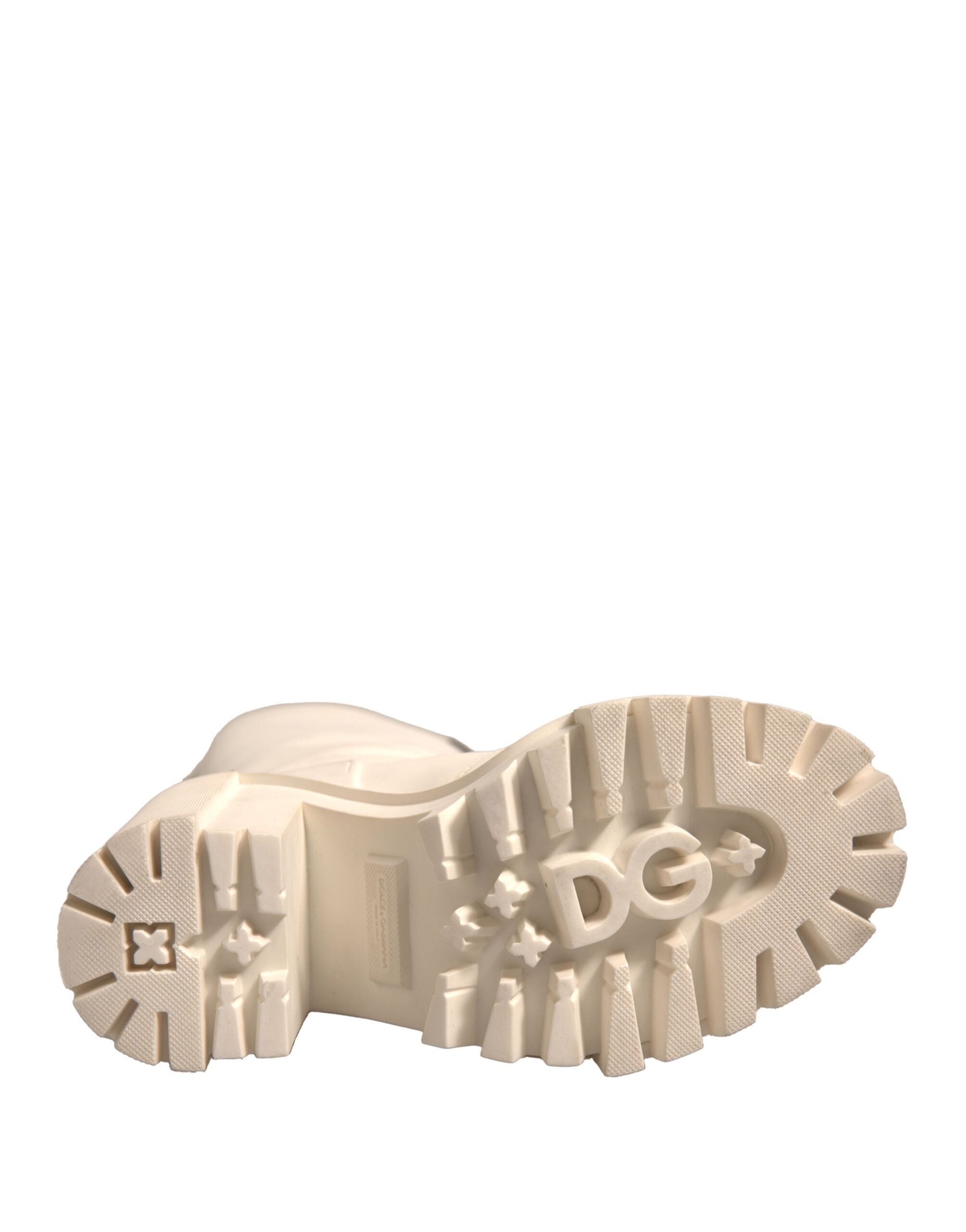 White DG Logo Hi Trekking Plateau Biker Boots Shoes - ventzia