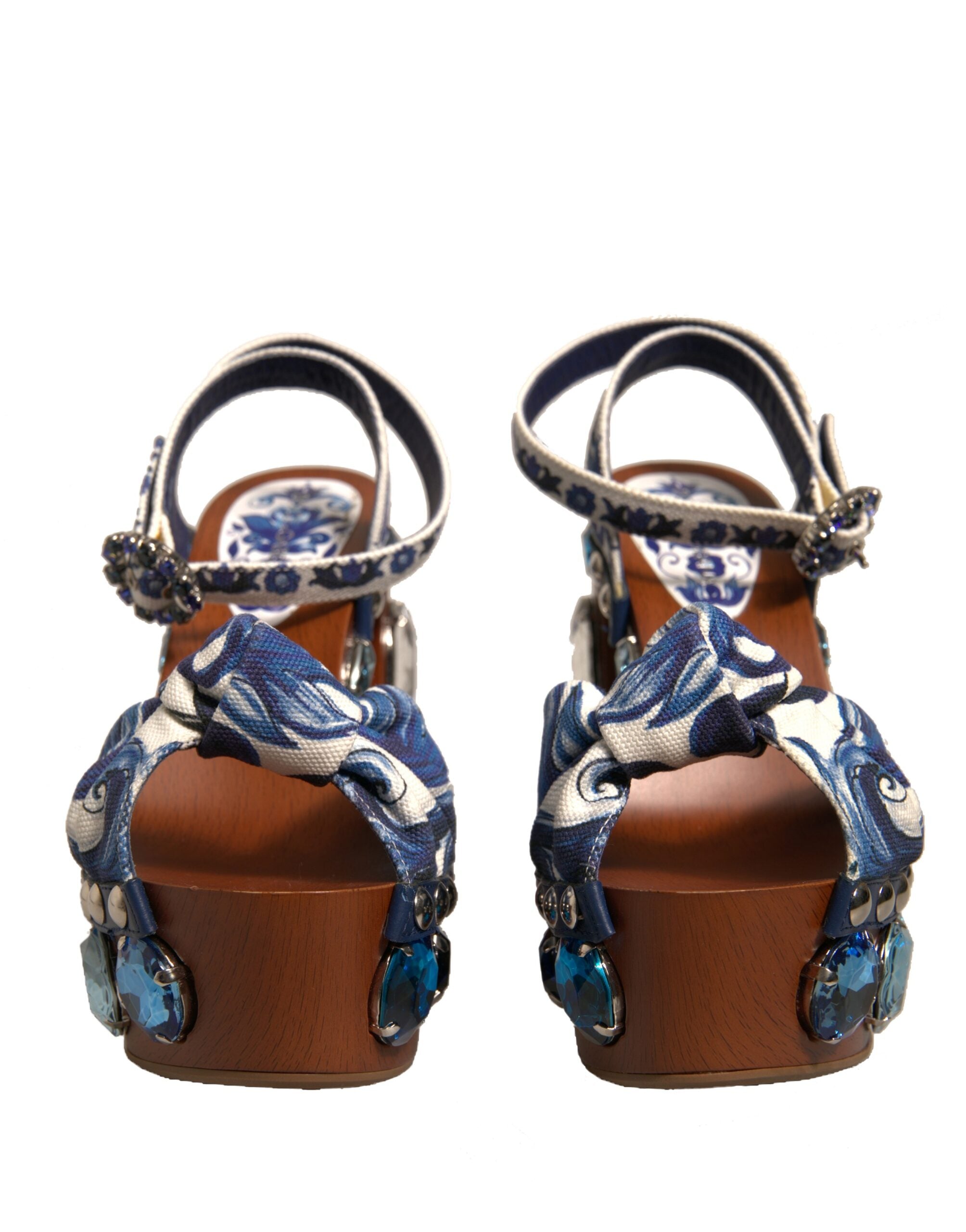 Multicolor Majolica Embellished Wedge Sandals Shoes - ventzia
