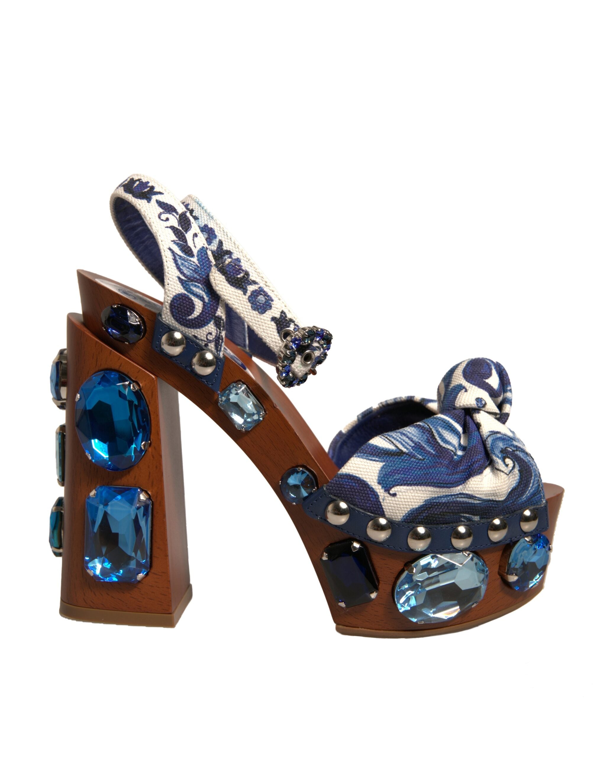 Multicolor Majolica Embellished Wedge Sandals Shoes - ventzia