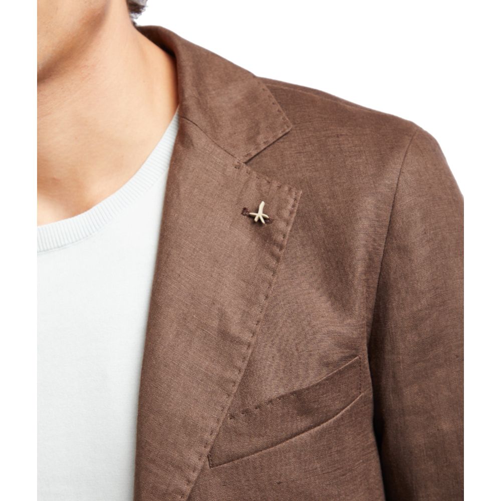 Brown Linen Blazer - ventzia